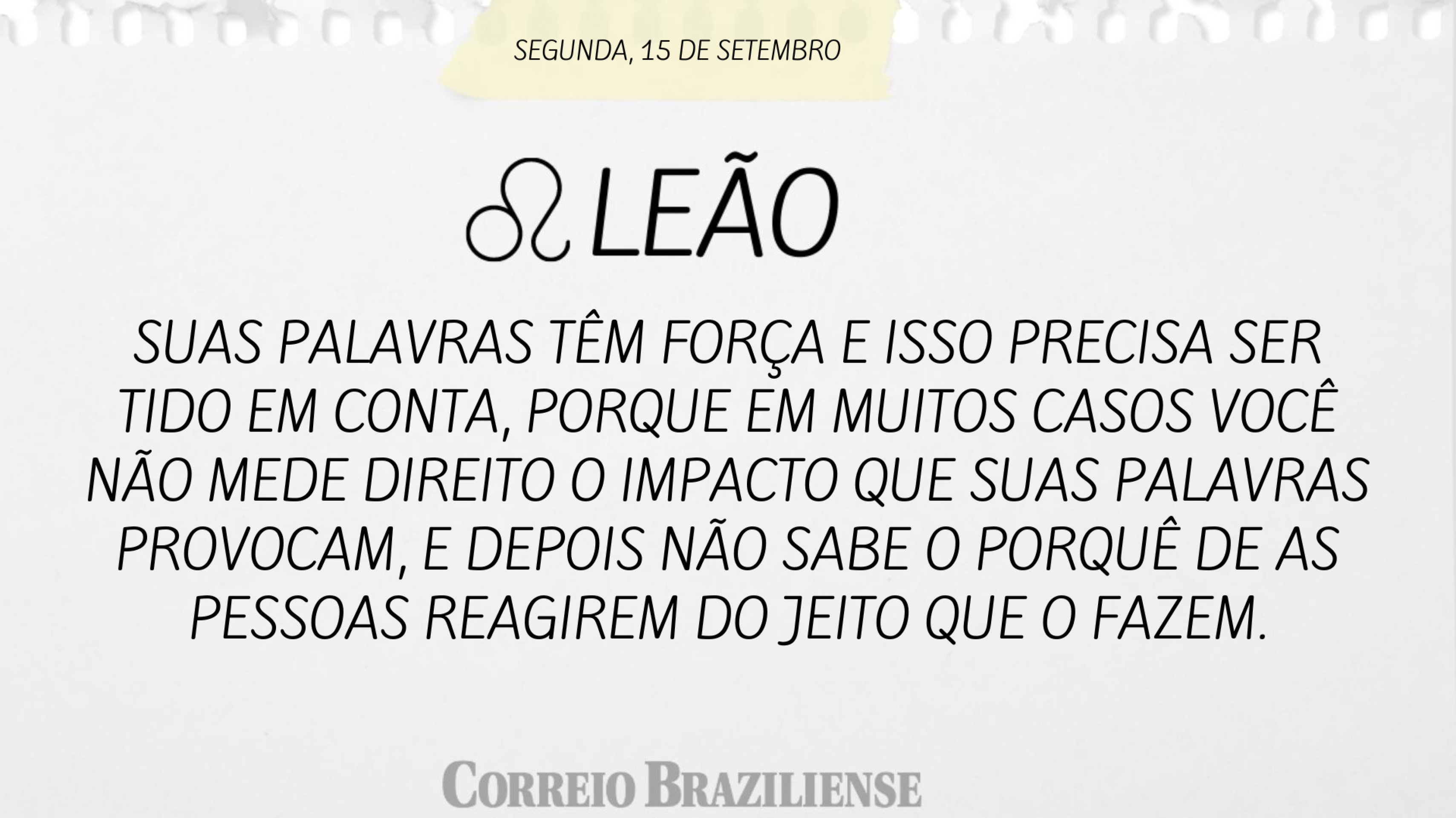 Hor&oacute;scopo | 15 de setembro