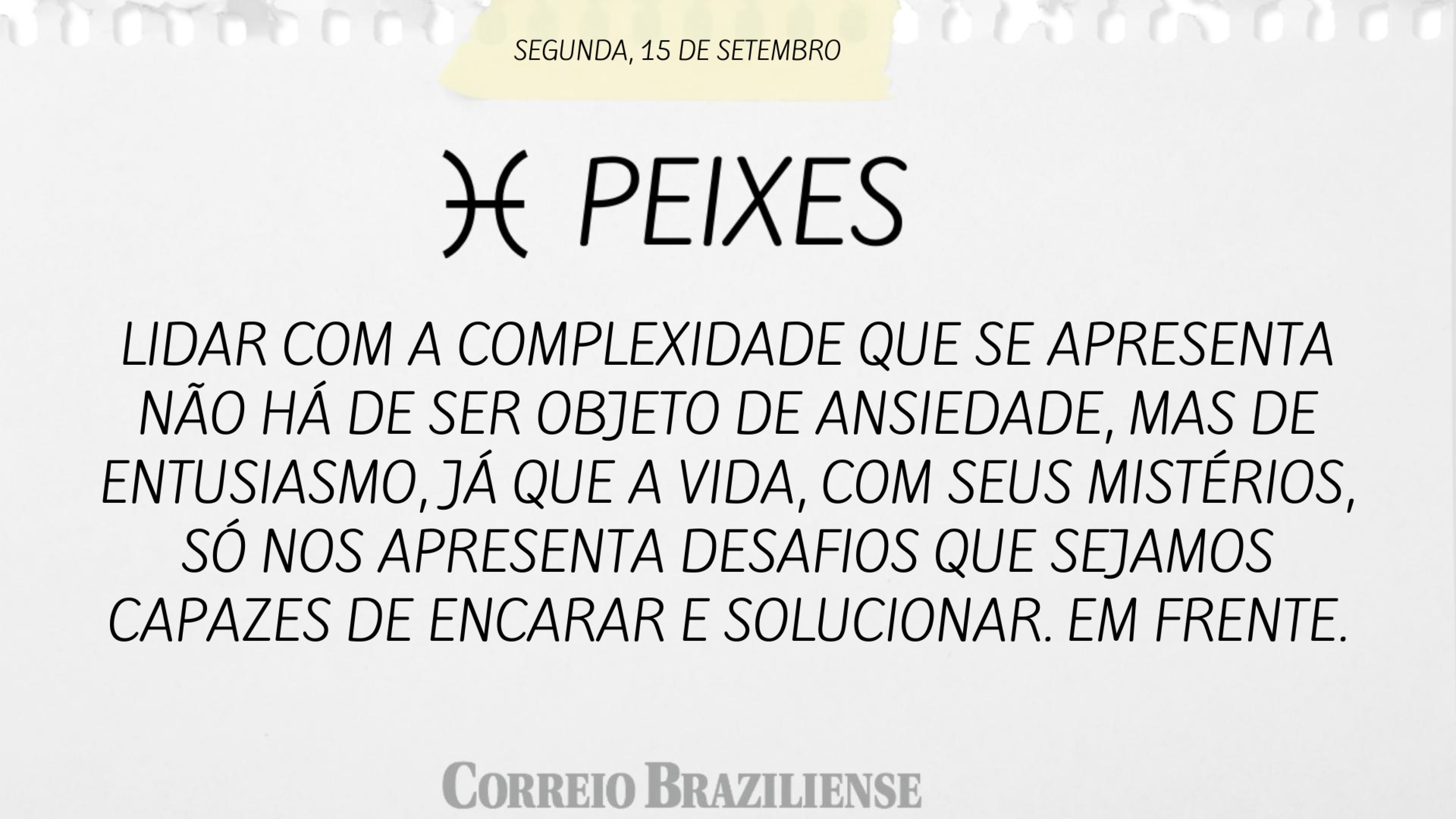 Hor&oacute;scopo | 15 de setembro