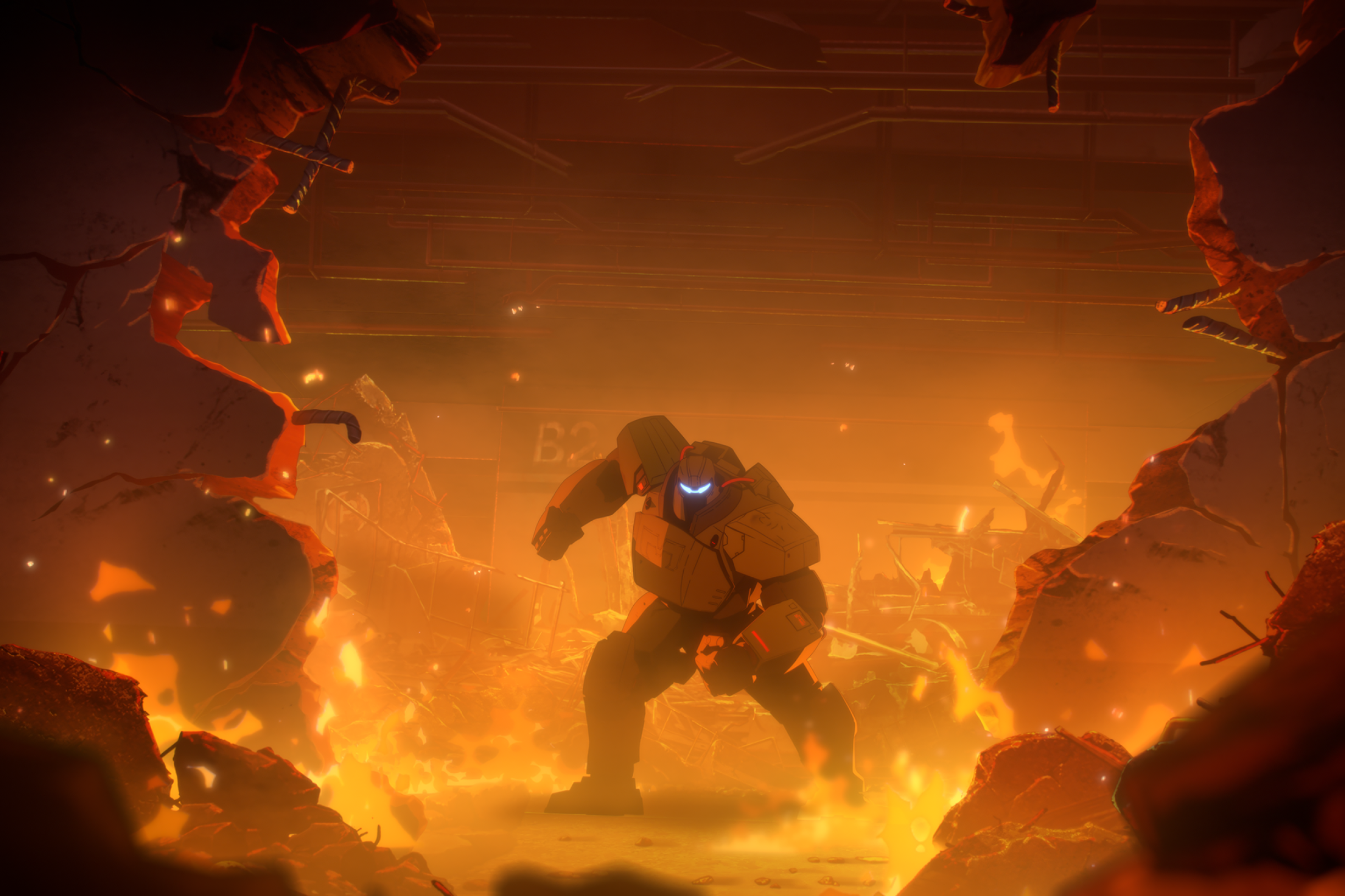 Mecha-man chega para salvar o dia. 