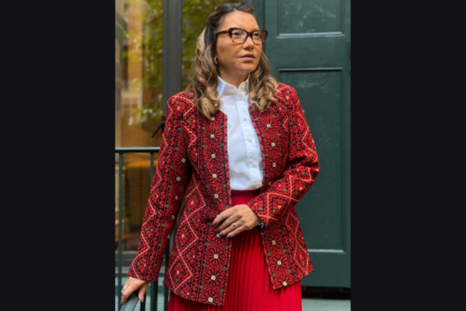 Janja veste blazer em homenagem às mulheres palestinas em Assembleia Geral da ONU