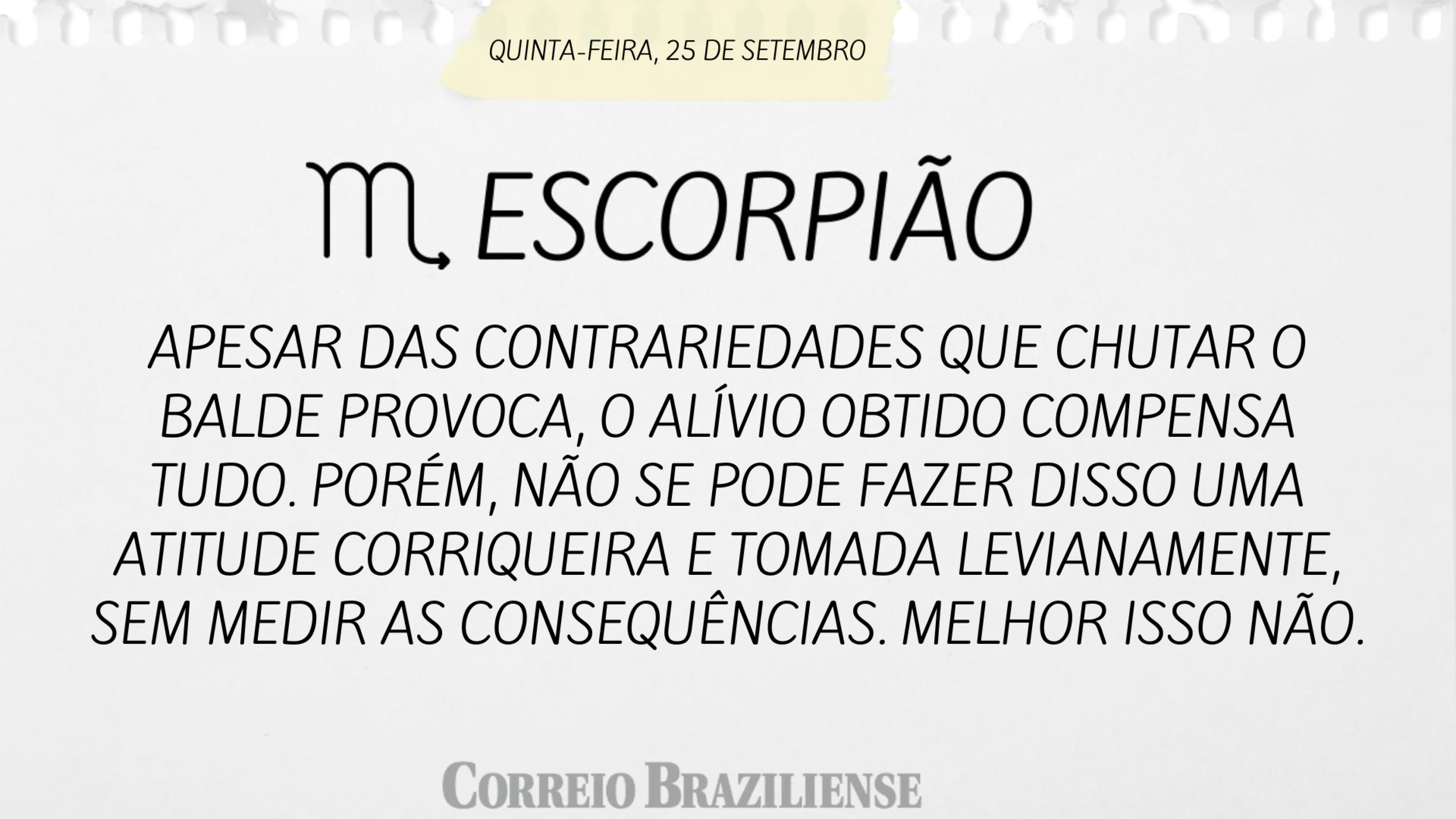 Horóscopo desta quinta