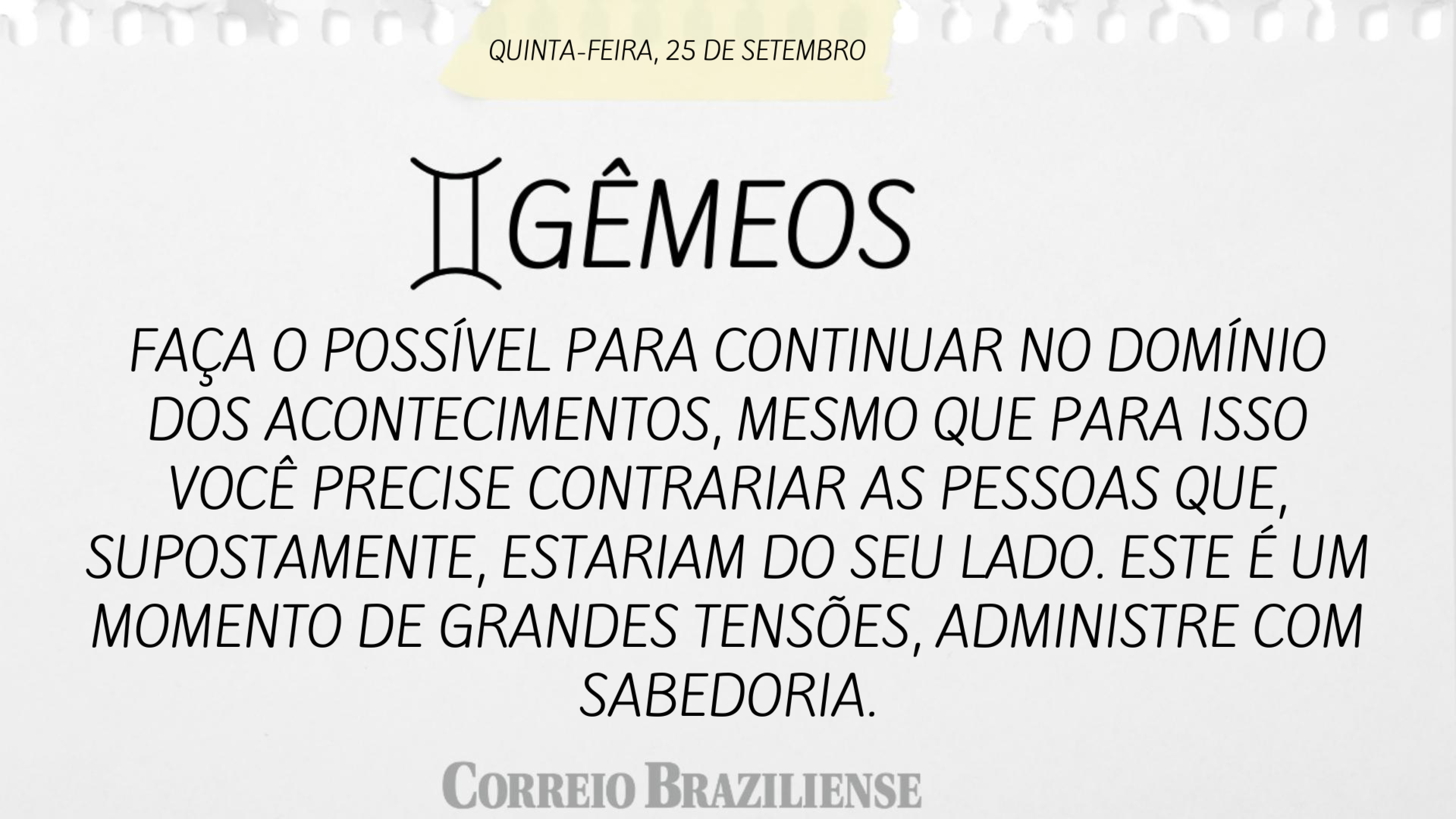 Horóscopo desta quinta