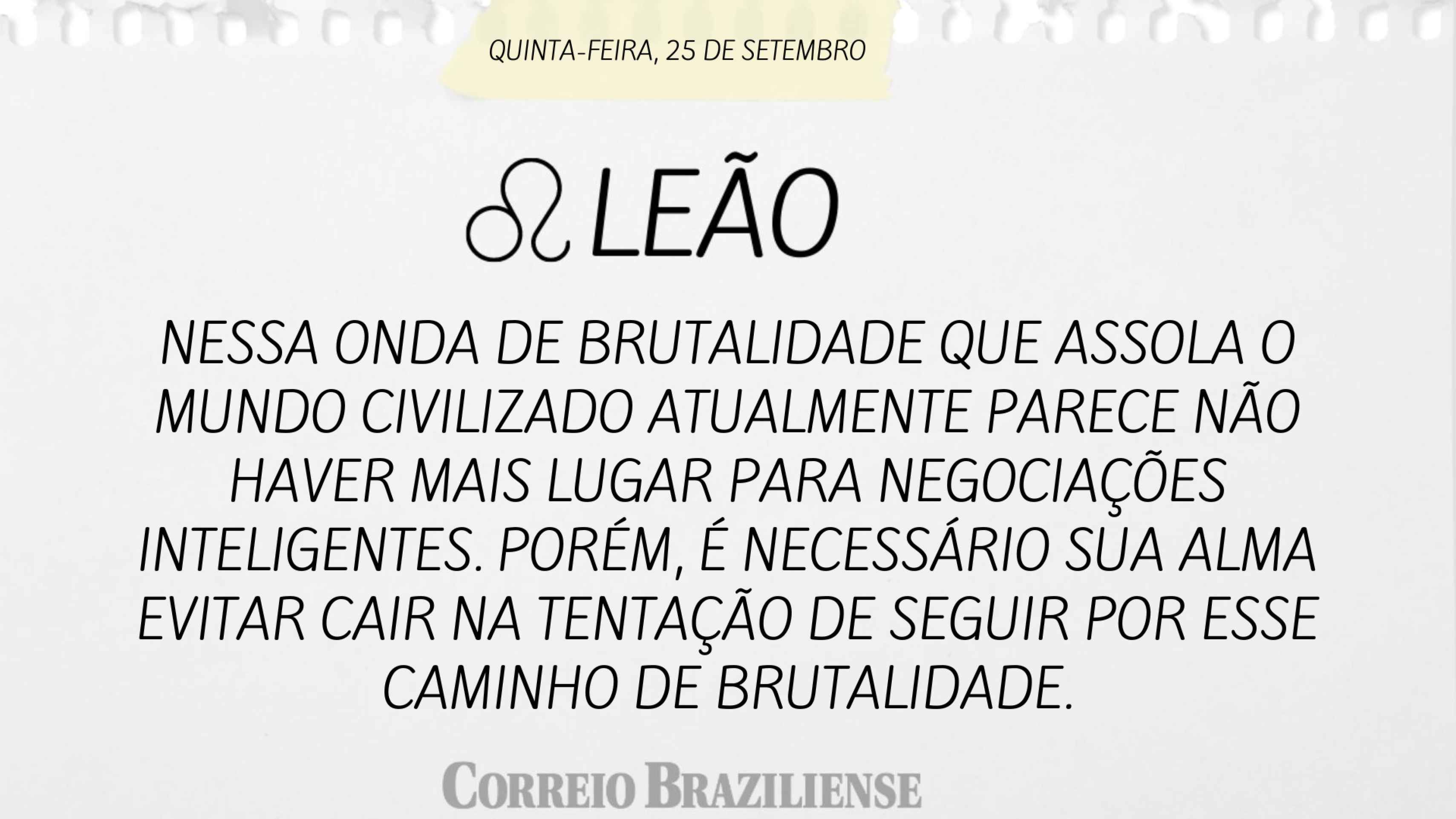 Horóscopo desta quinta