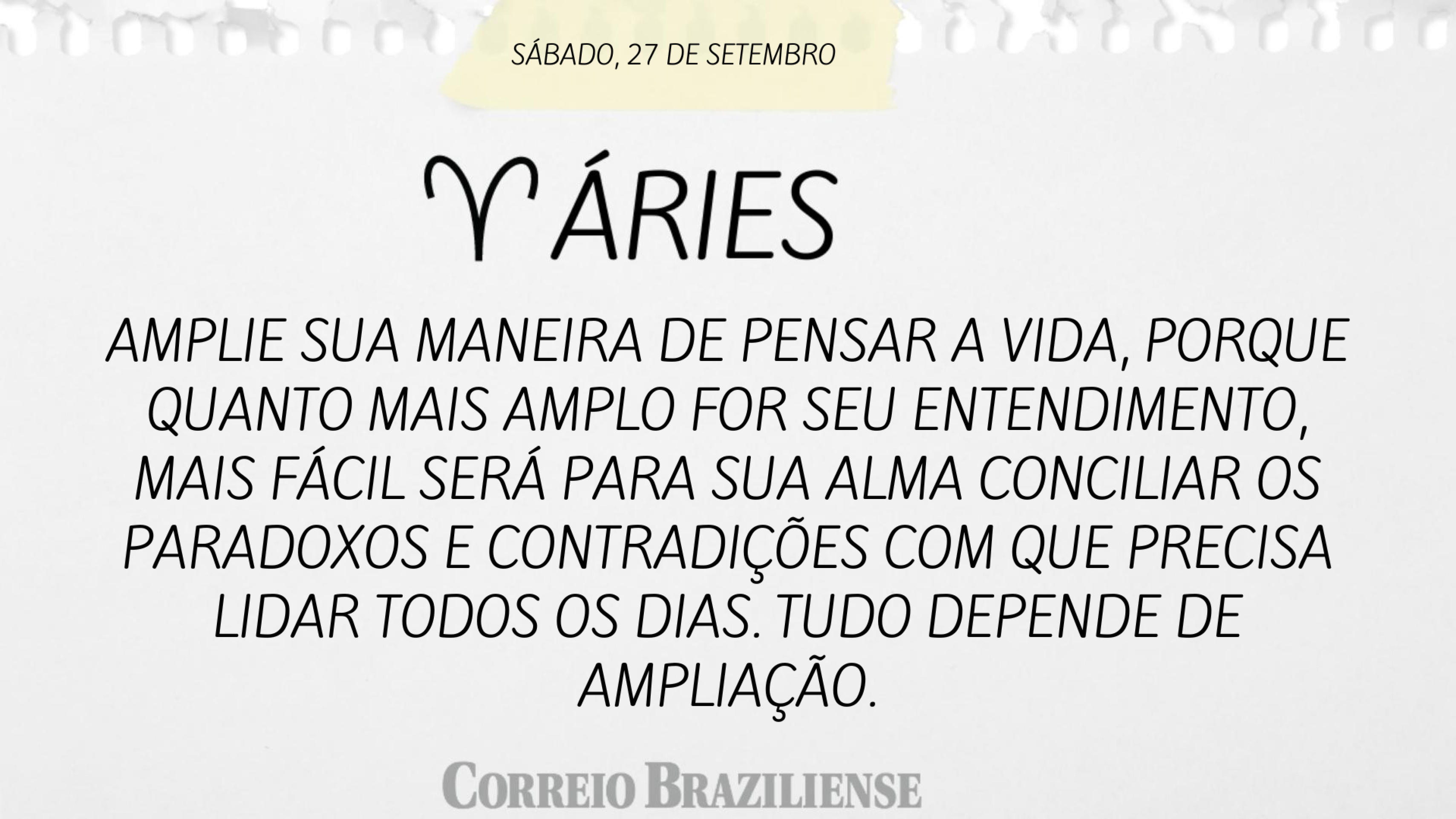 Horóscopo deste sábado