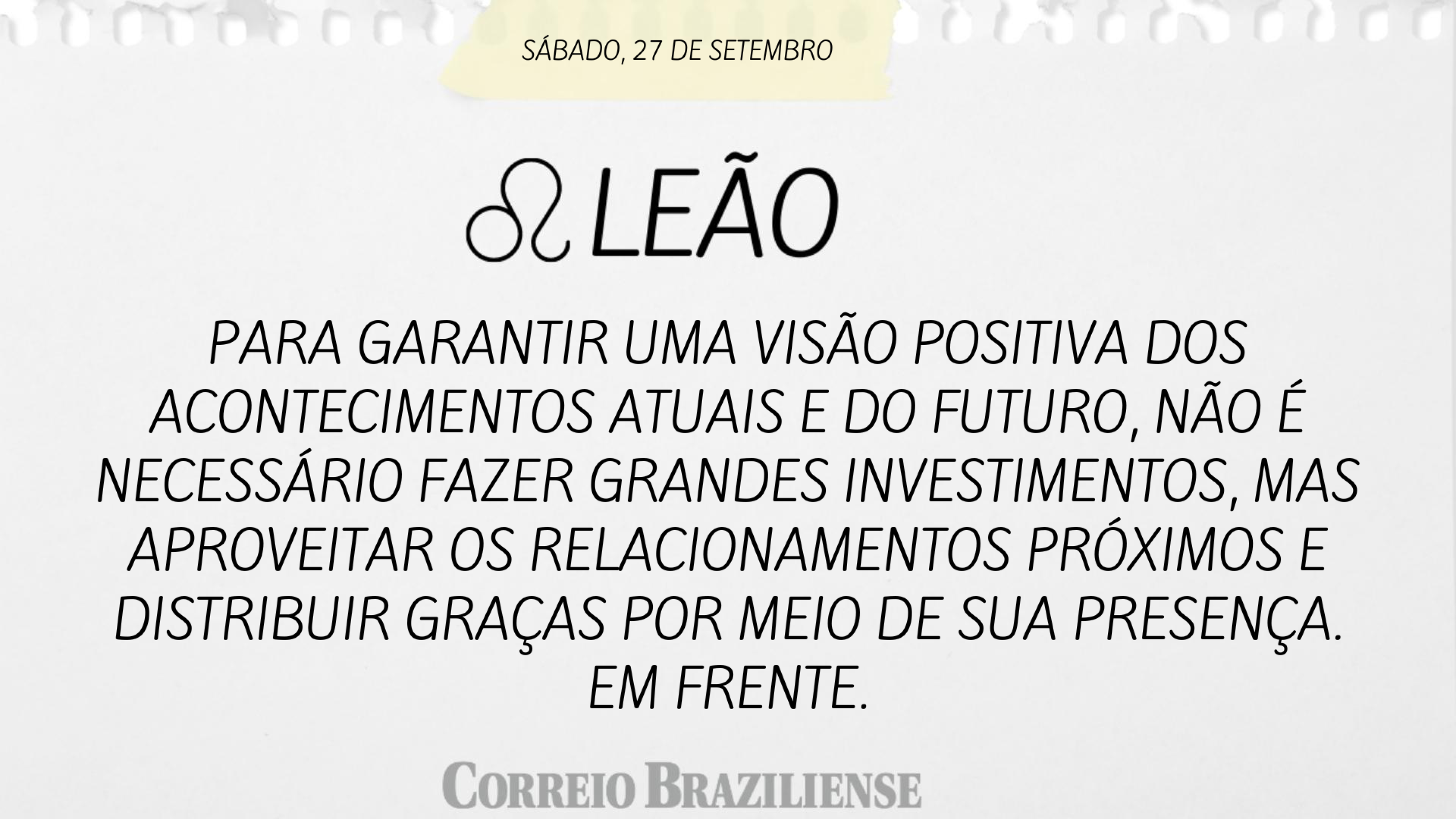 Horóscopo deste sábado