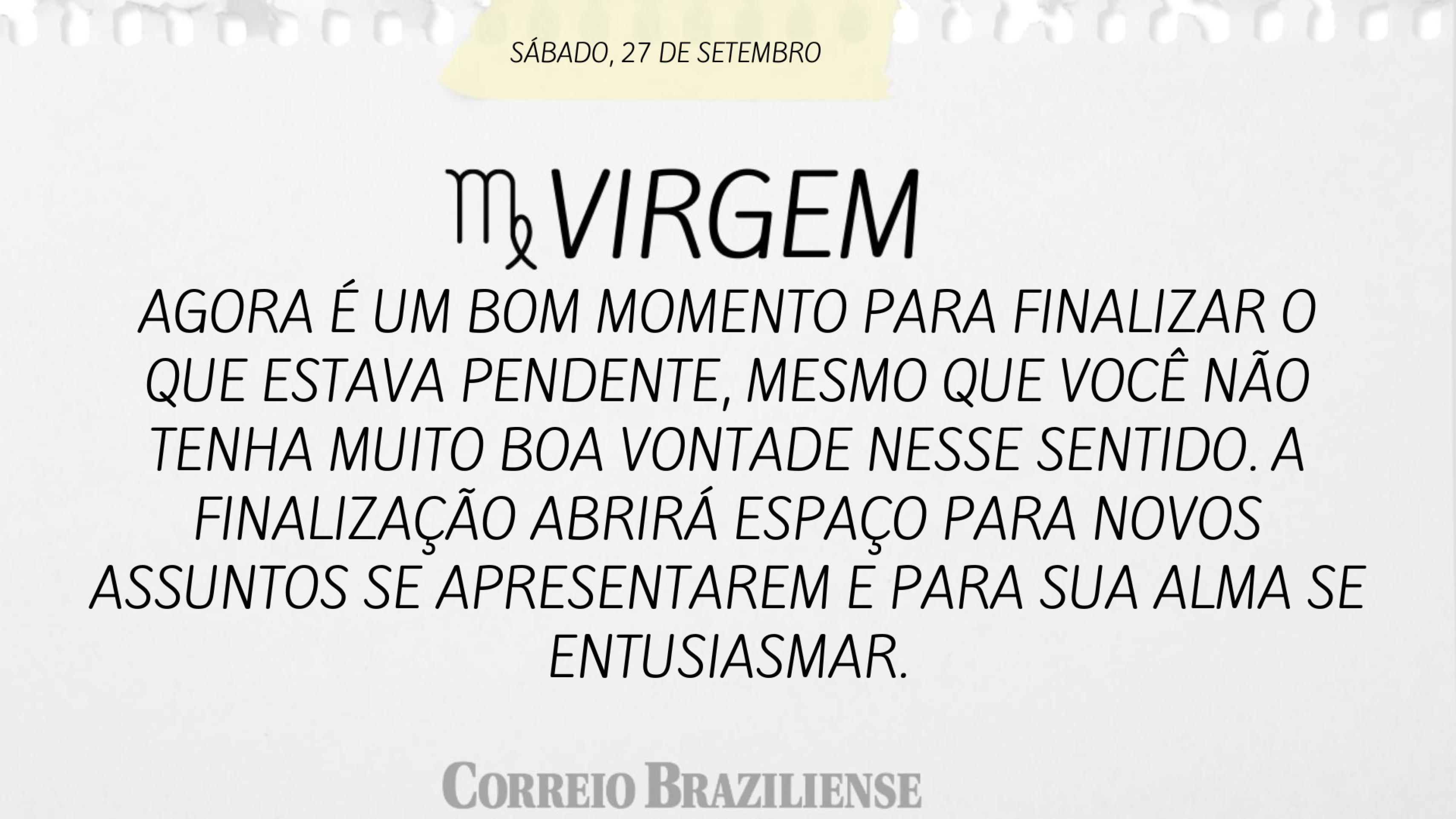 Horóscopo deste sábado