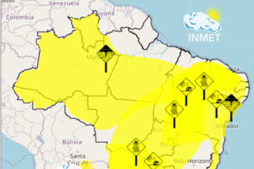 Alerta Perigo potencial emitido pelo Inmet neste sábado (27/9)