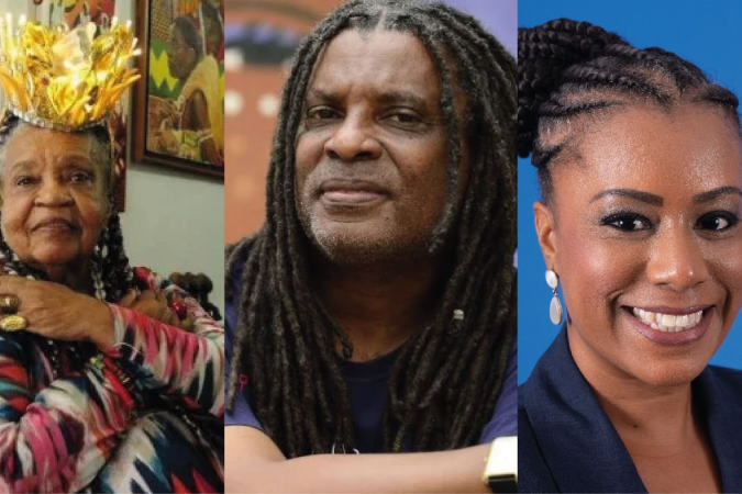 Homenageados da sexta edição do Festival Fala!, Lydia Garcia (à esquerda) e Nelson Inocêncio (ao centro). À direita, a jornalista convidada Karla Lucena - (crédito: Divulgação) Homenageados da sexta edição do Festival Fala!, Lydia Garcia (à esquerda) e Nelson Inocêncio (ao centro). À direita, a jornalista convidada Karla Lucena - (crédito: Divulgação)