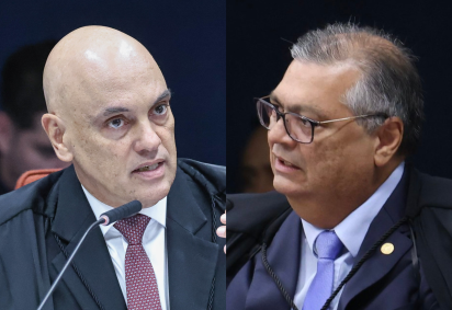 Os ministros Alexandre de Moraes (esq.) e Flávio Dino durante o julgamento do núcleo 1 da trama golpista na Primeira Turma do STF em 11 de setembro de 2025 -  (crédito: Victor Piemonte/STF) -Os ministros Alexandre de Moraes (esq.) e Flávio Dino durante o julgamento do núcleo 1 da trama golpista na Primeira Turma do STF em 11 de setembro de 2025 -  (crédito: Victor Piemonte/STF)