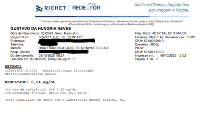 Laudo confirma metanol no corpo do cantor Hungria Laudo confirma metanol no corpo do cantor Hungria