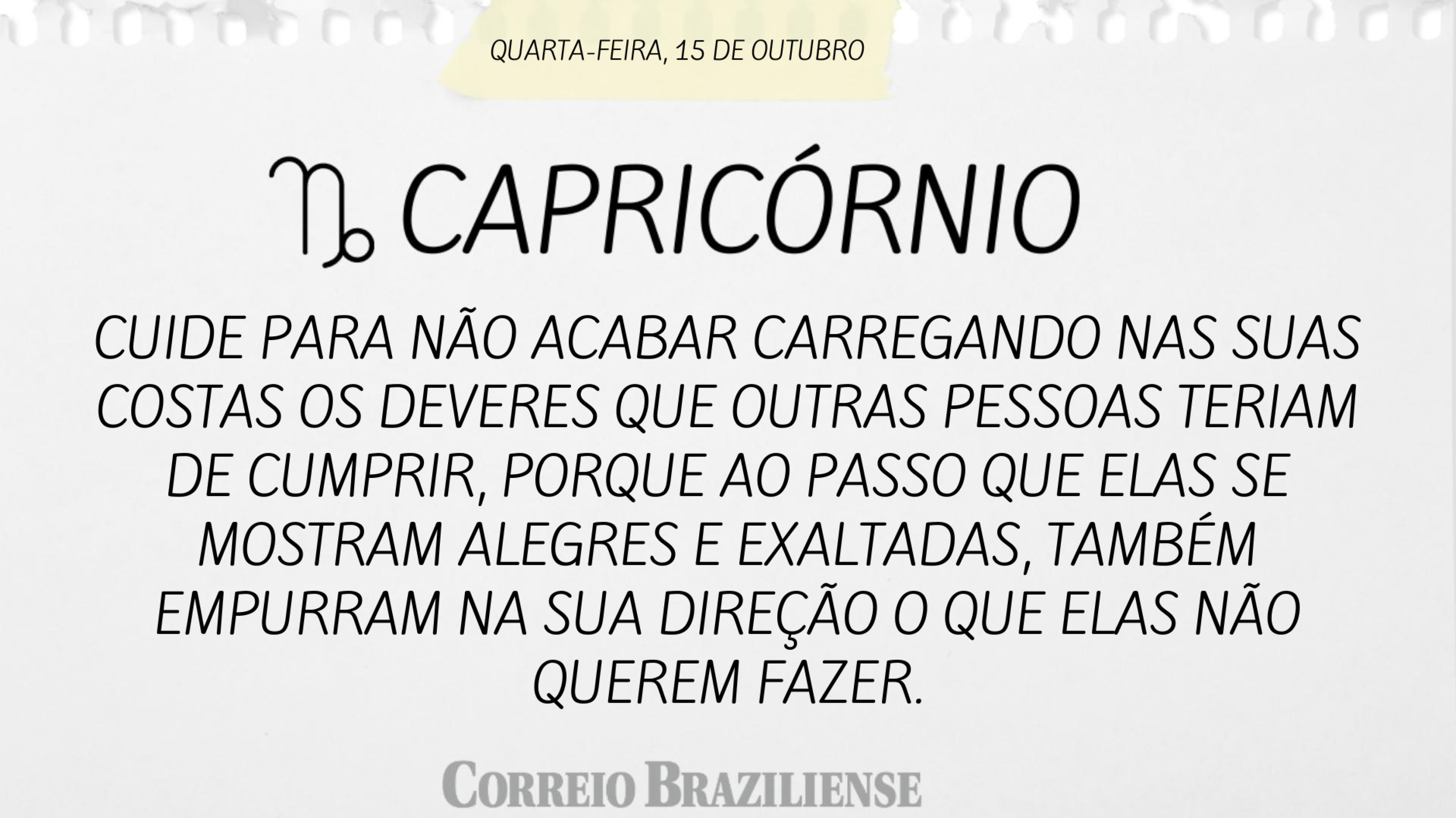 Hor&oacute;scopo | 15 de outubro