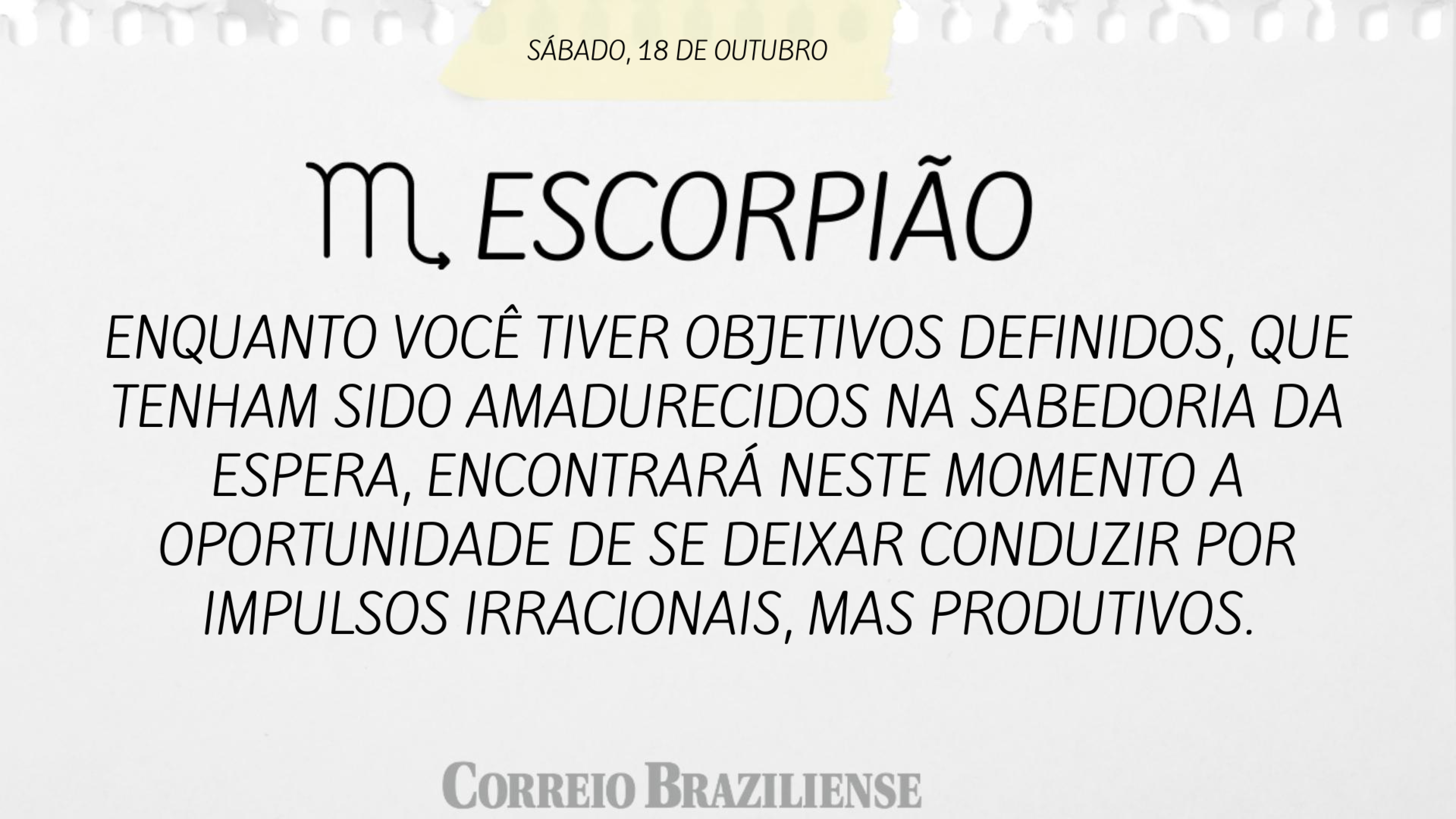 Hor&oacute;scopo | 18 de outubro