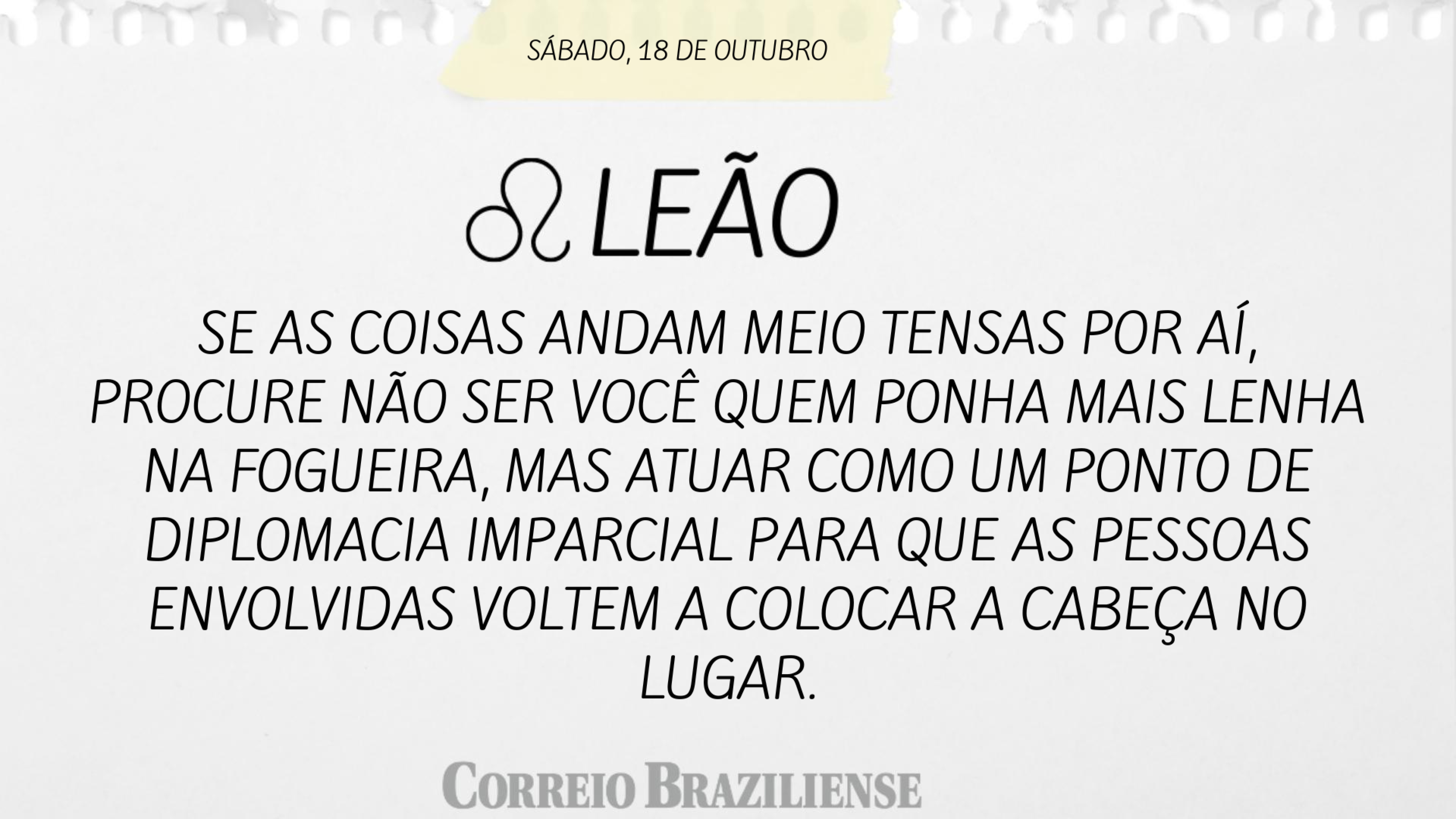 Hor&oacute;scopo | 18 de outubro