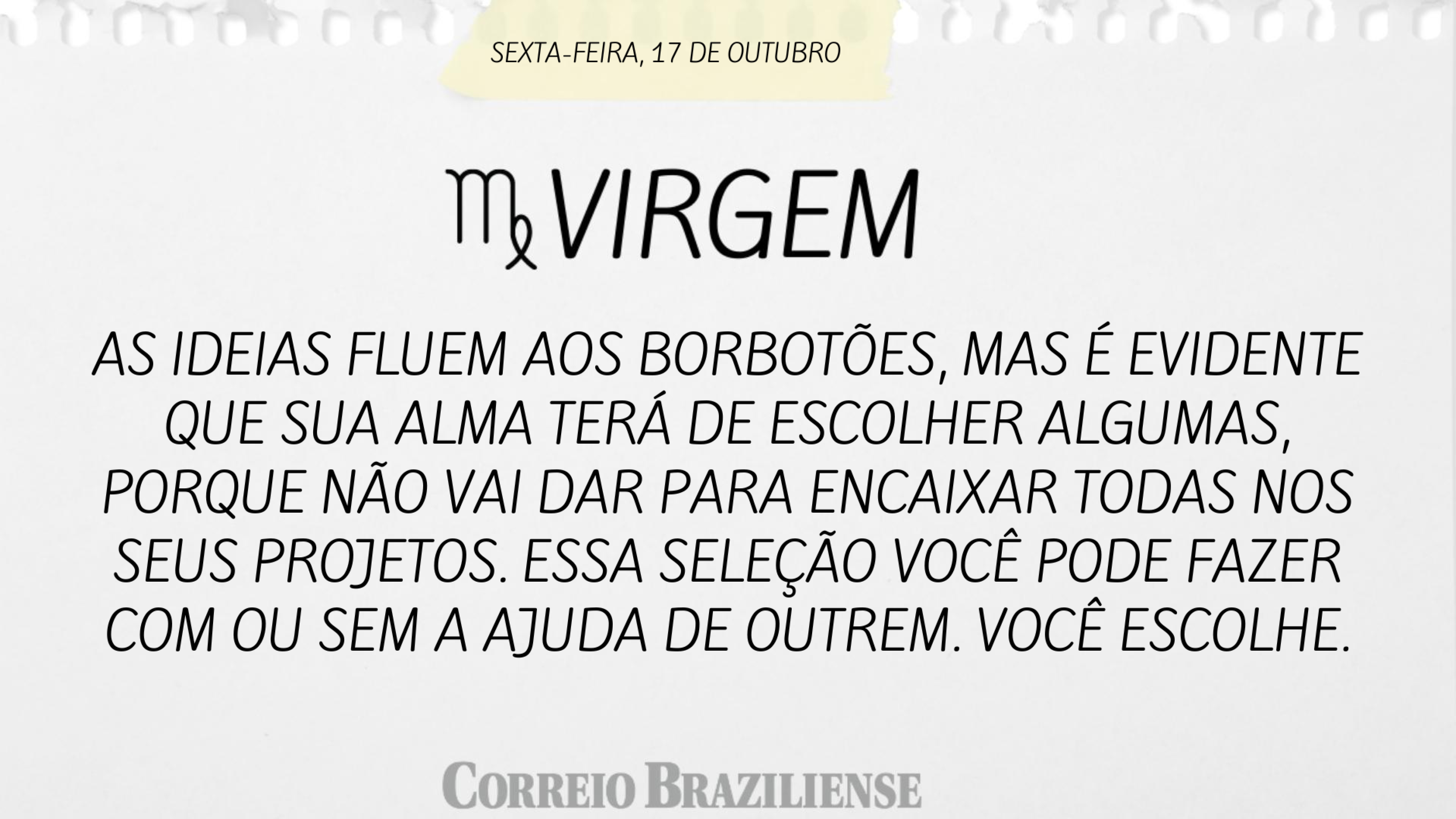 Hor&oacute;scopo | 17 de outubro