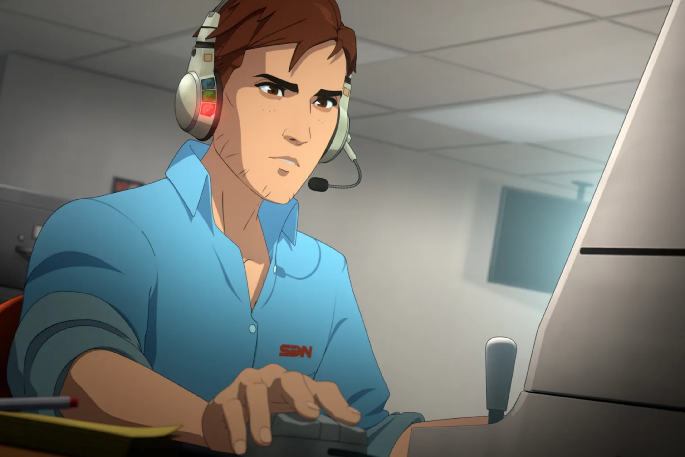 Do seu computador, Robert indica onde cada herói deve ir.