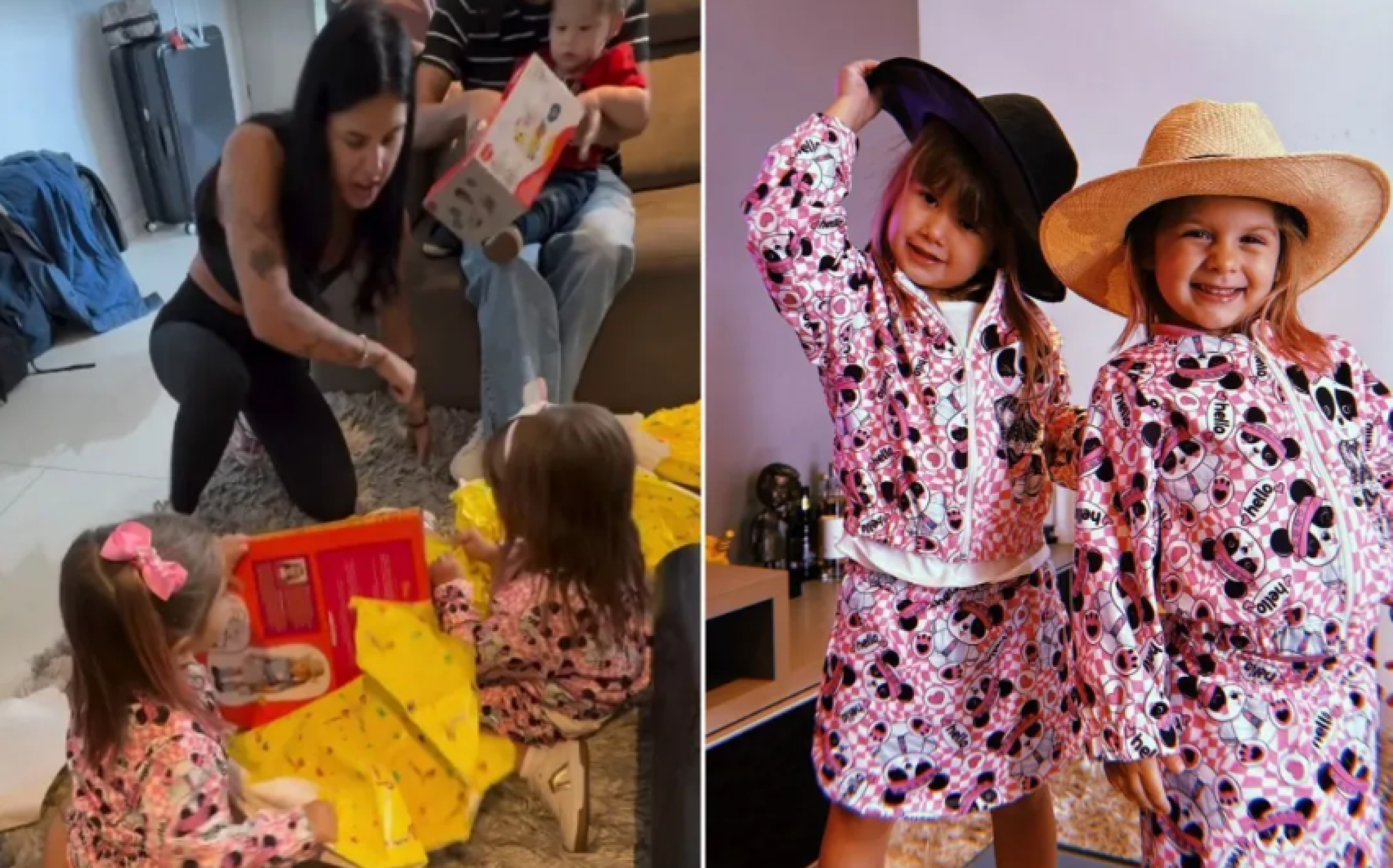 Em romance com Ana Castela, Zé Felipe posta filhas com chapéu de boiadeira