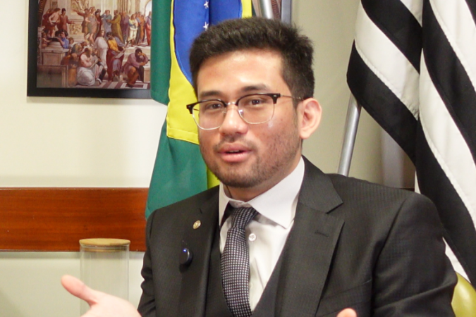 Deputado, então com 19 anos, durante manifestações pelo impeachment -  (crédito: Getty Images)