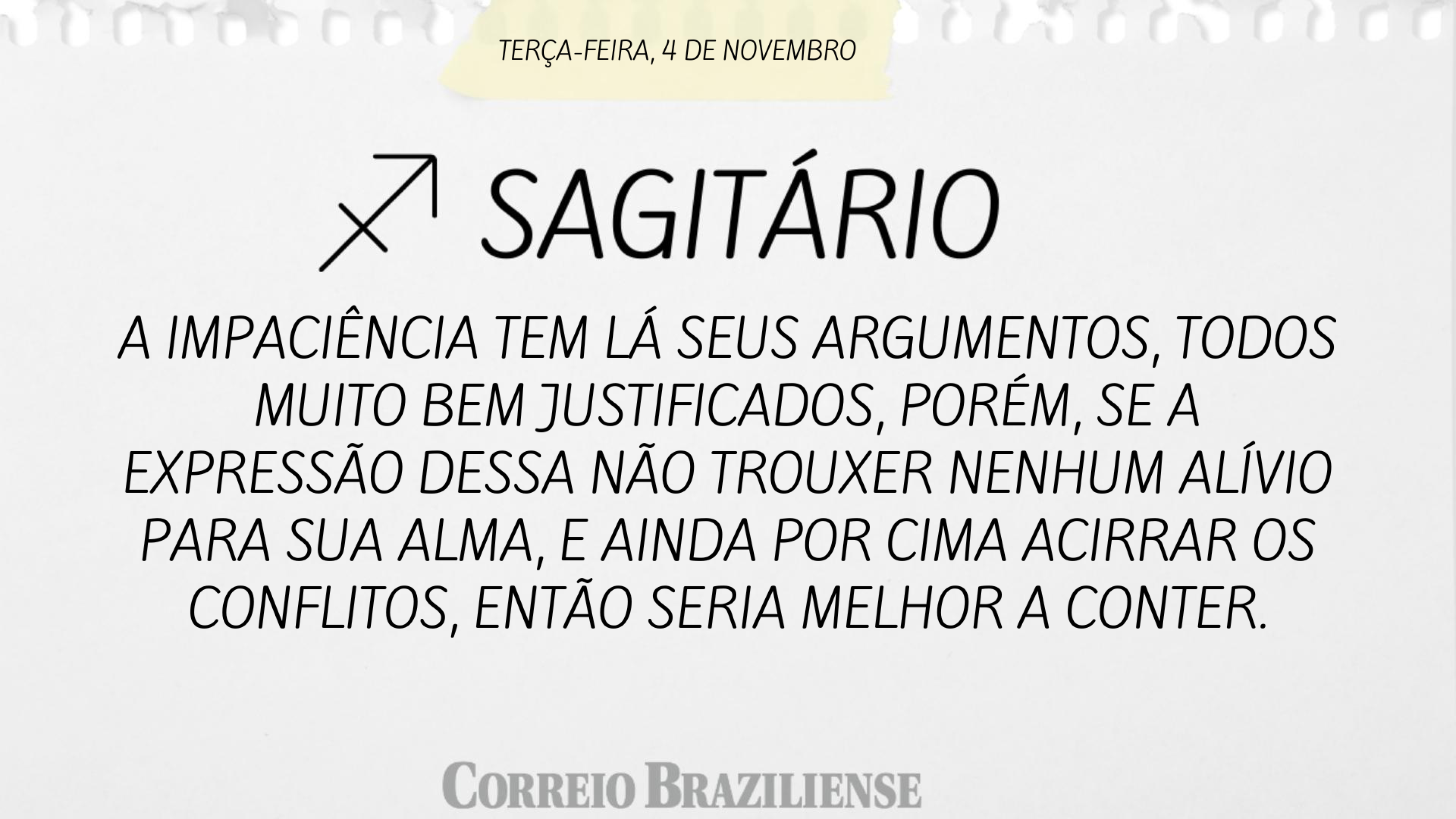 Horóscopo desta quarta