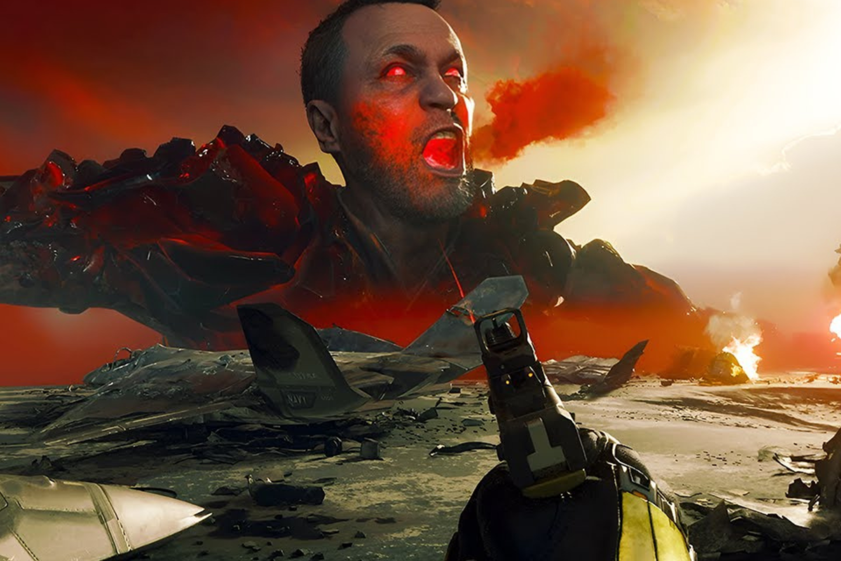 Um dos chefes do modo campanha é o personagem de Michael Rooker em uma versão gigante.