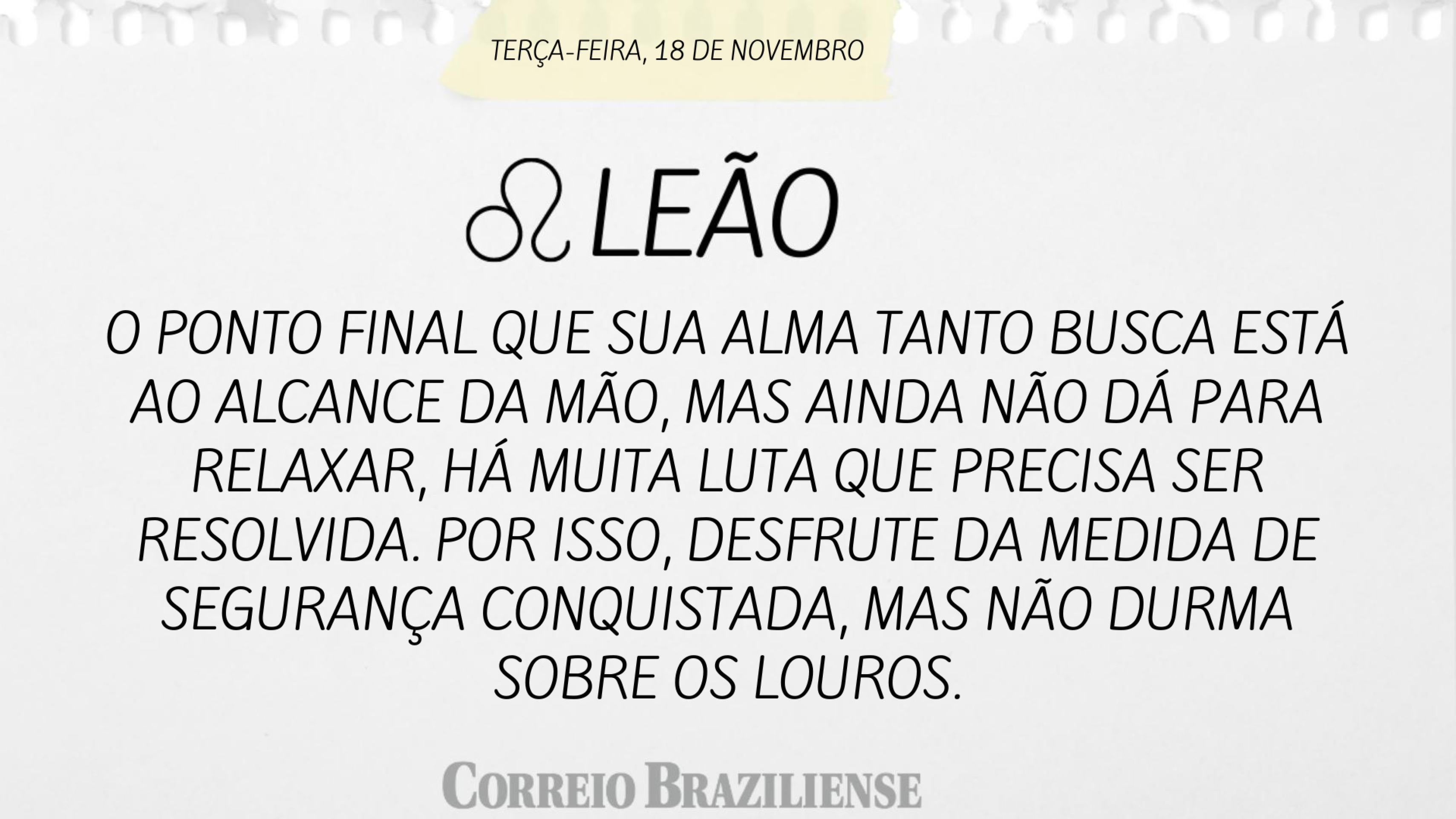 Hor&oacute;scopo | 18 de novembro