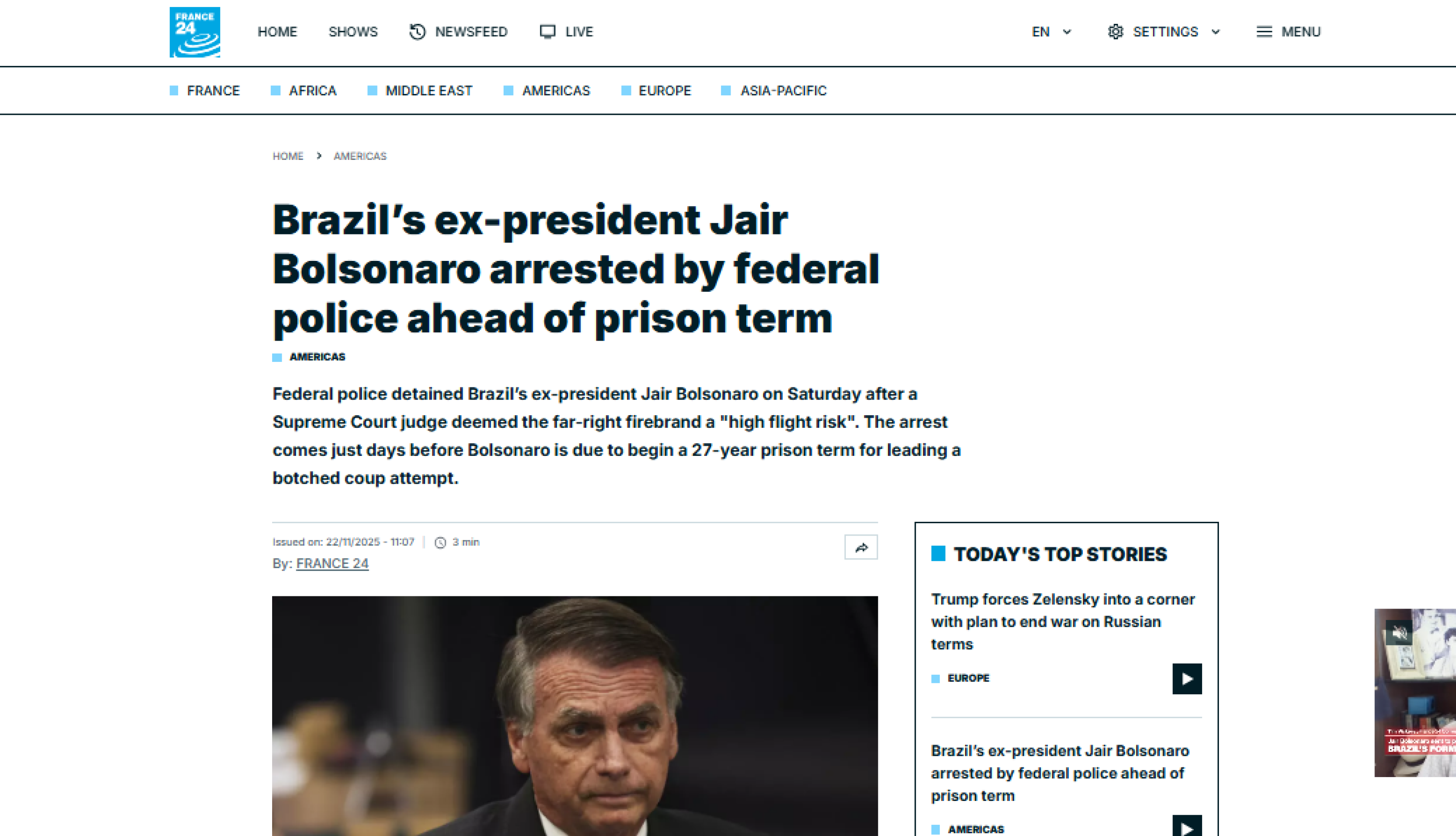 Repercussão no jornal France24