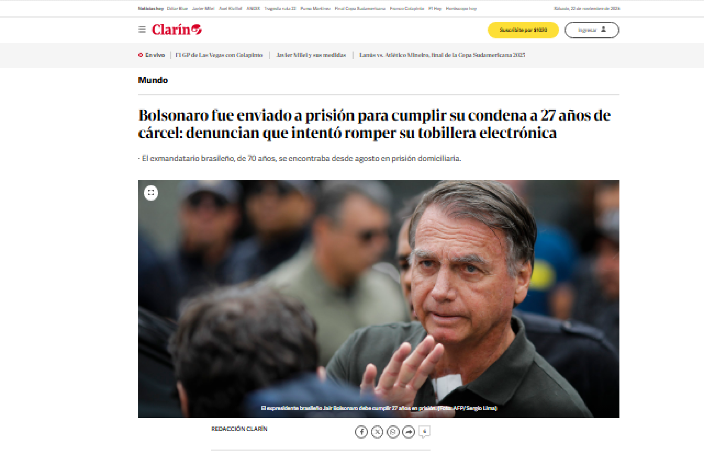 Repercussão no jornal Clarín