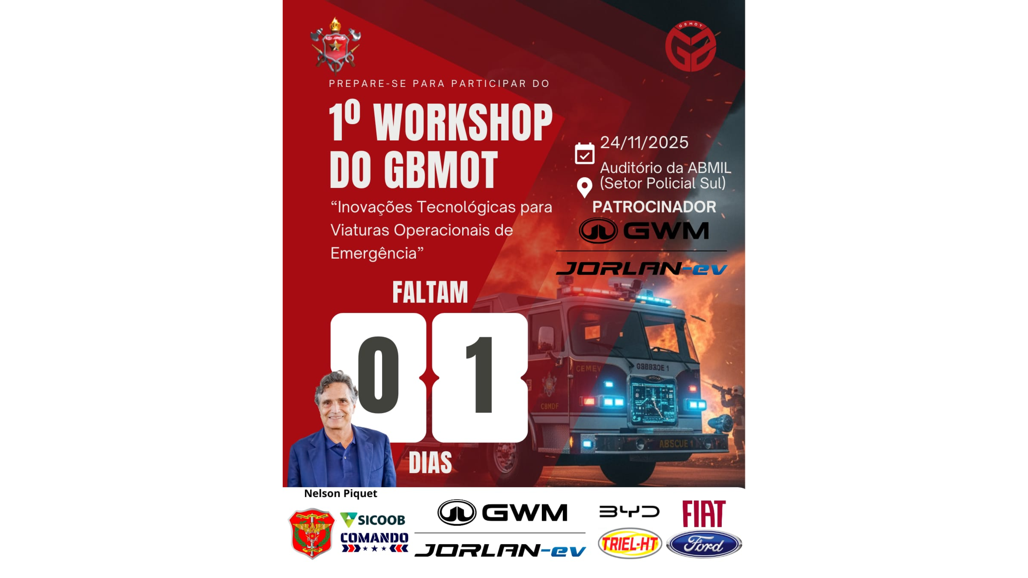 Bombeiros promovem workshop gratuito com a presença de Nelson Piquet