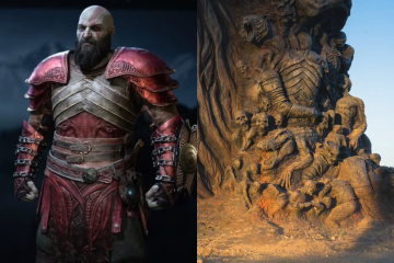 Fãs encontram semelhanças entre o equipamento de Kratos e a escultura misteriosa. -  (crédito: Reprodução/Instagram)