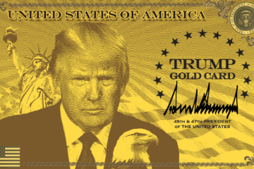 Uma representação do Gold Card lançada pelo governo Trump, disponibilizada no site oficial do projeto -  (crédito: Reprodução / trumpcard.gov)