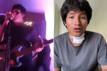 O vocalista da banda de rock Mi Major Amigo Scott desmaiou após levar um choque do microfone durante uma apresentação em Lima, Peru - (crédito: Reprodução/ redes sociais) O vocalista da banda de rock Mi Major Amigo Scott desmaiou após levar um choque do microfone durante uma apresentação em Lima, Peru - (crédito: Reprodução/ redes sociais)