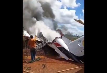 Avião com deputado e vereador cai em RO após pane elétrica -  (crédito: Reprodução / X / @EduardoKopanaki)