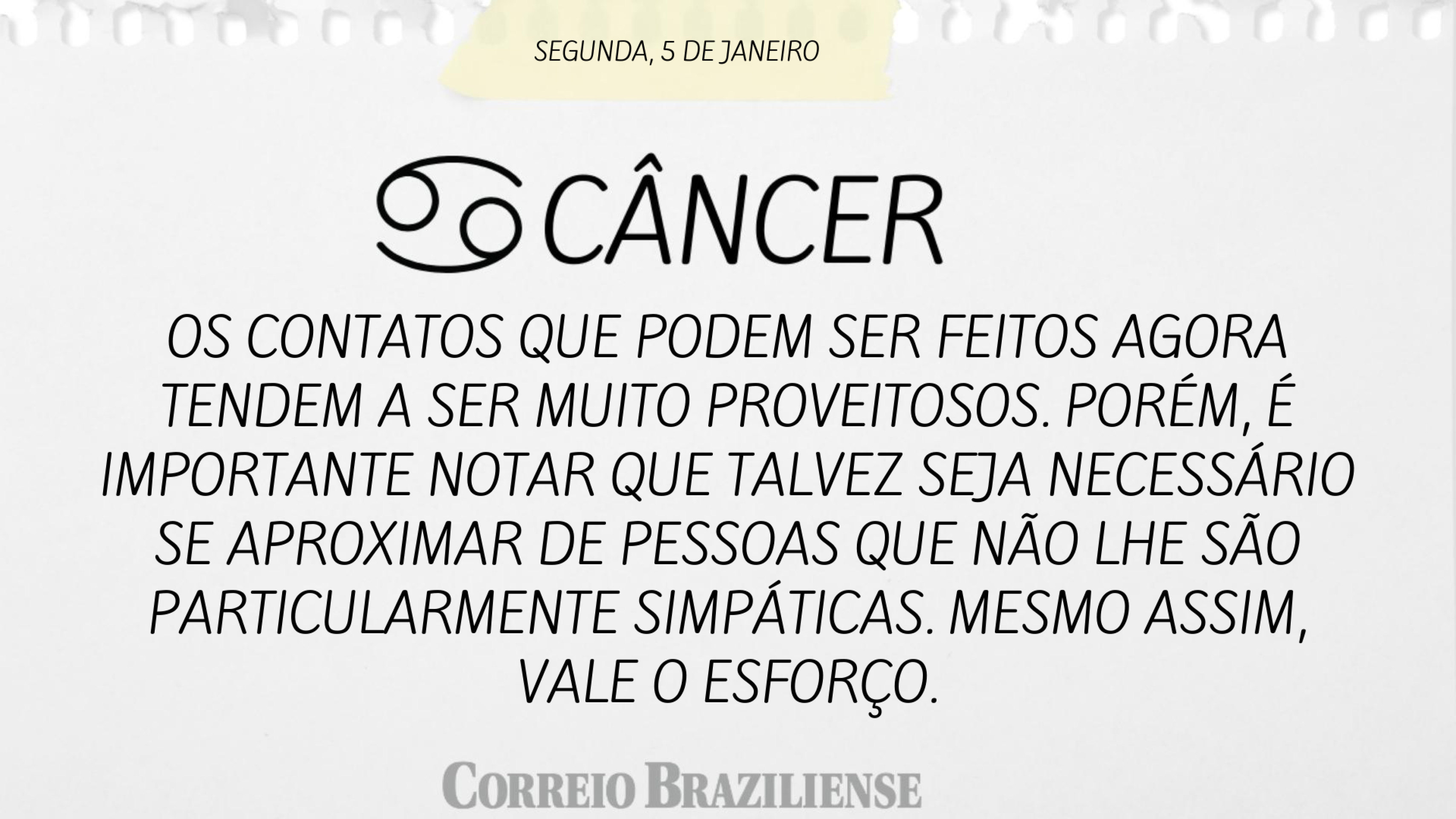 Hor&oacute;scopo desta segunda-feira, 5 de janeiro de 2026