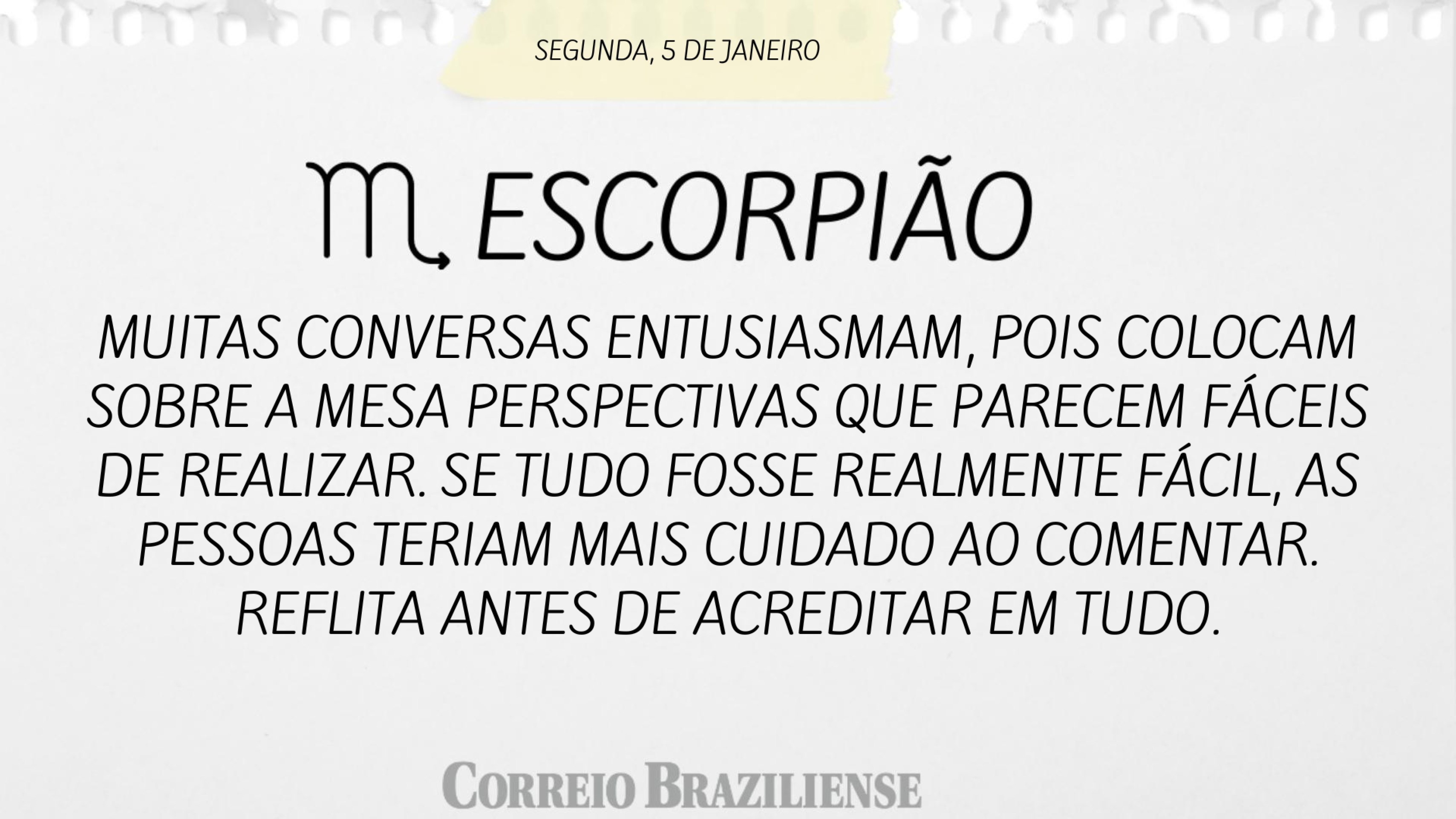 Hor&oacute;scopo desta segunda-feira, 5 de janeiro de 2026