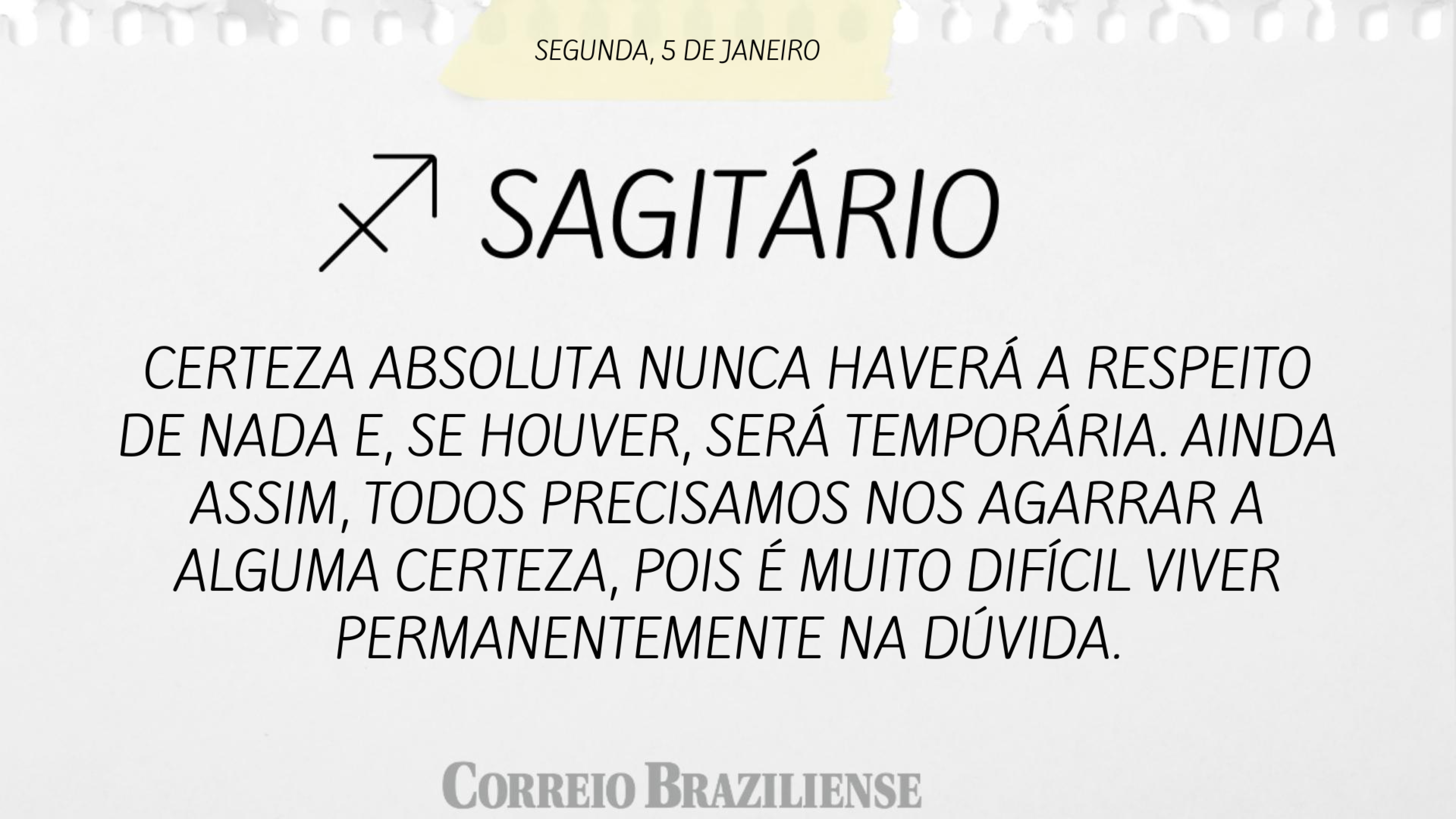 Hor&oacute;scopo desta segunda-feira, 5 de janeiro de 2026