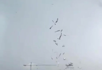 Ventos de até 180km/h deixaram rastro de destruição no sábado (10) -  (crédito: Reprodução X) -Ventos de até 180km/h deixaram rastro de destruição no sábado (10) -  (crédito: Reprodução X)