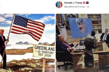 Montagem digital publicada por Trump simula a presença americana na ilha -  (crédito: Reprodução: Redes Sociais)