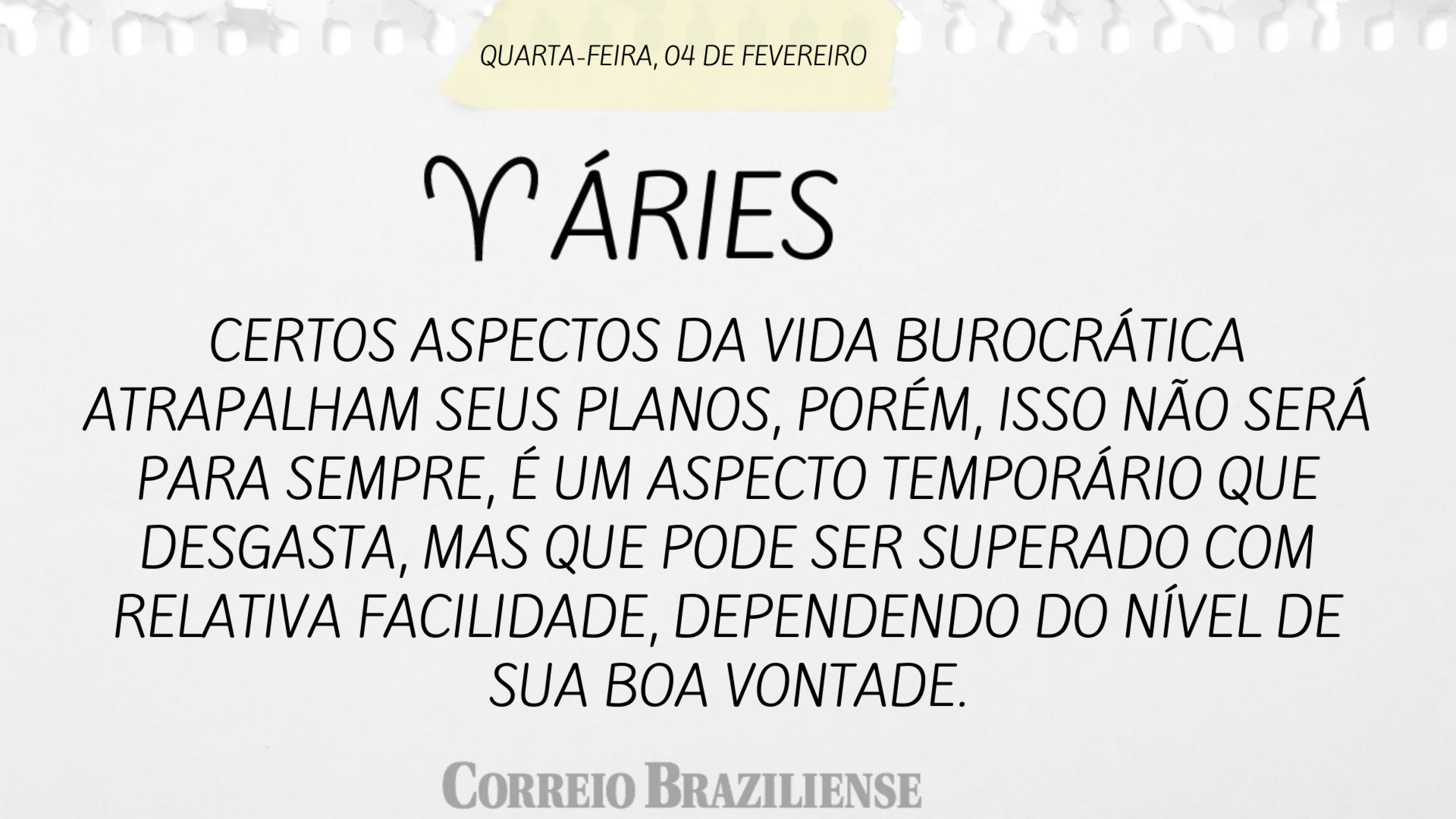 Hor&oacute;scopo desta quarta