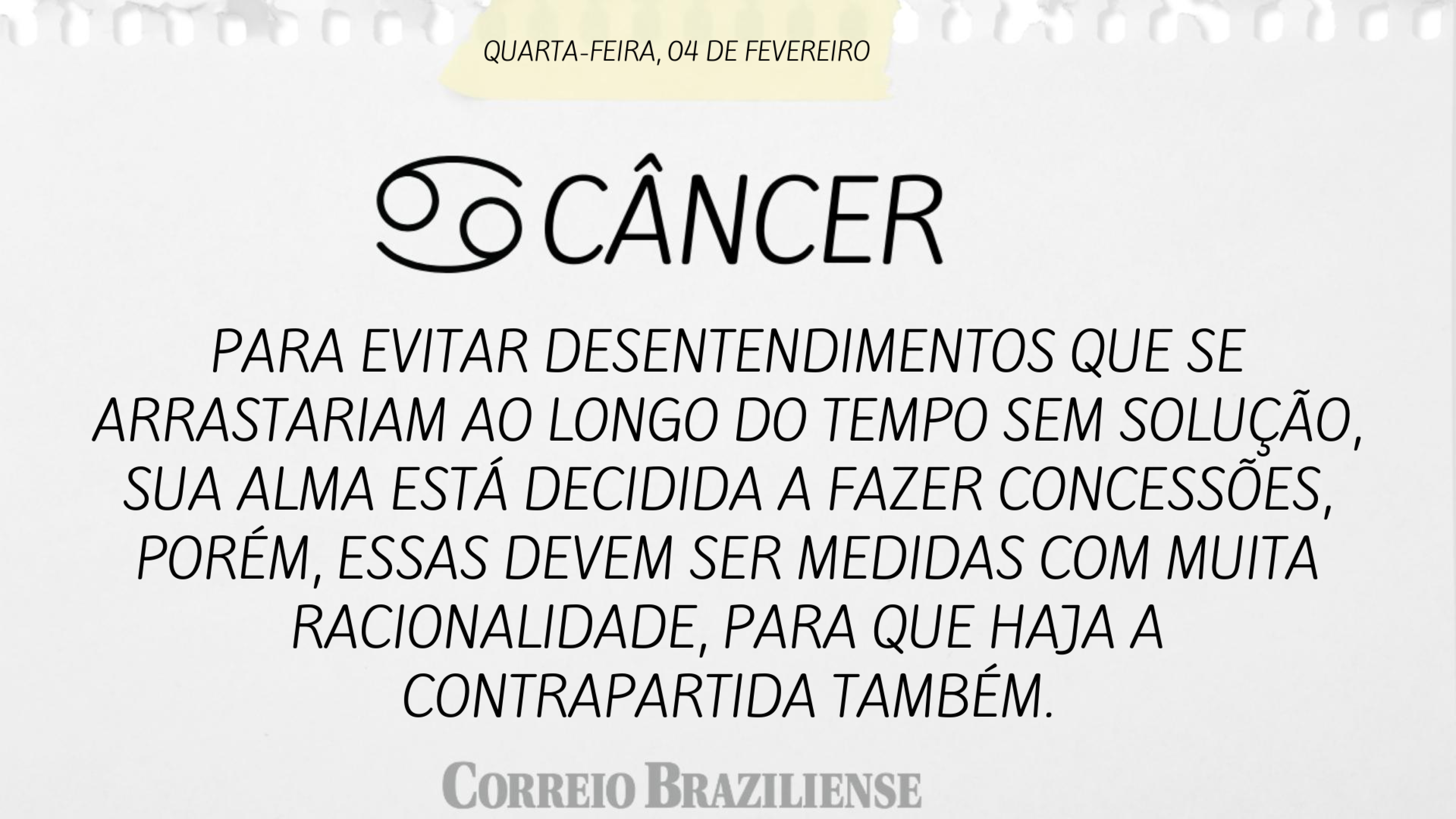 Hor&oacute;scopo desta quarta