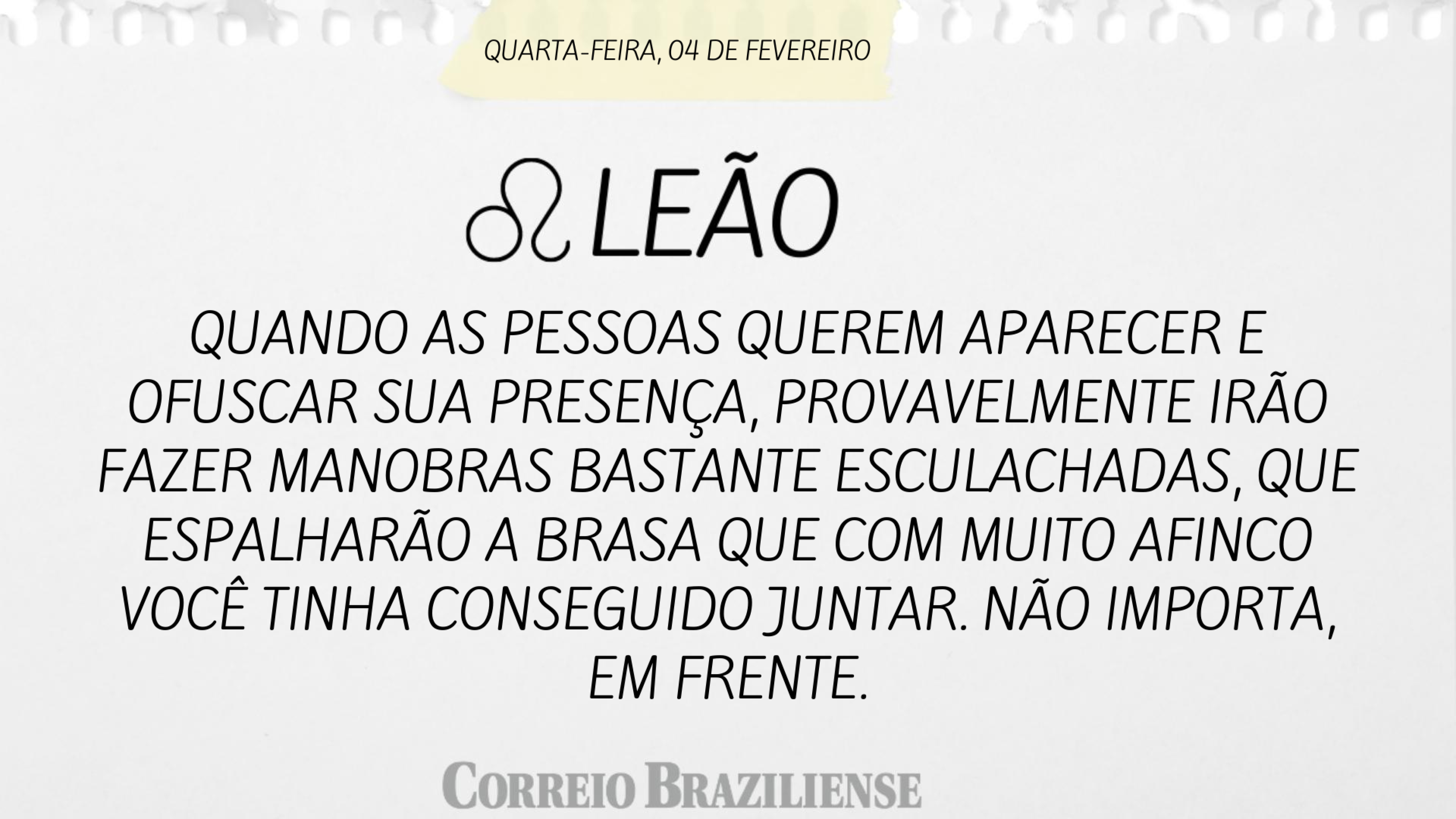 Hor&oacute;scopo desta quarta