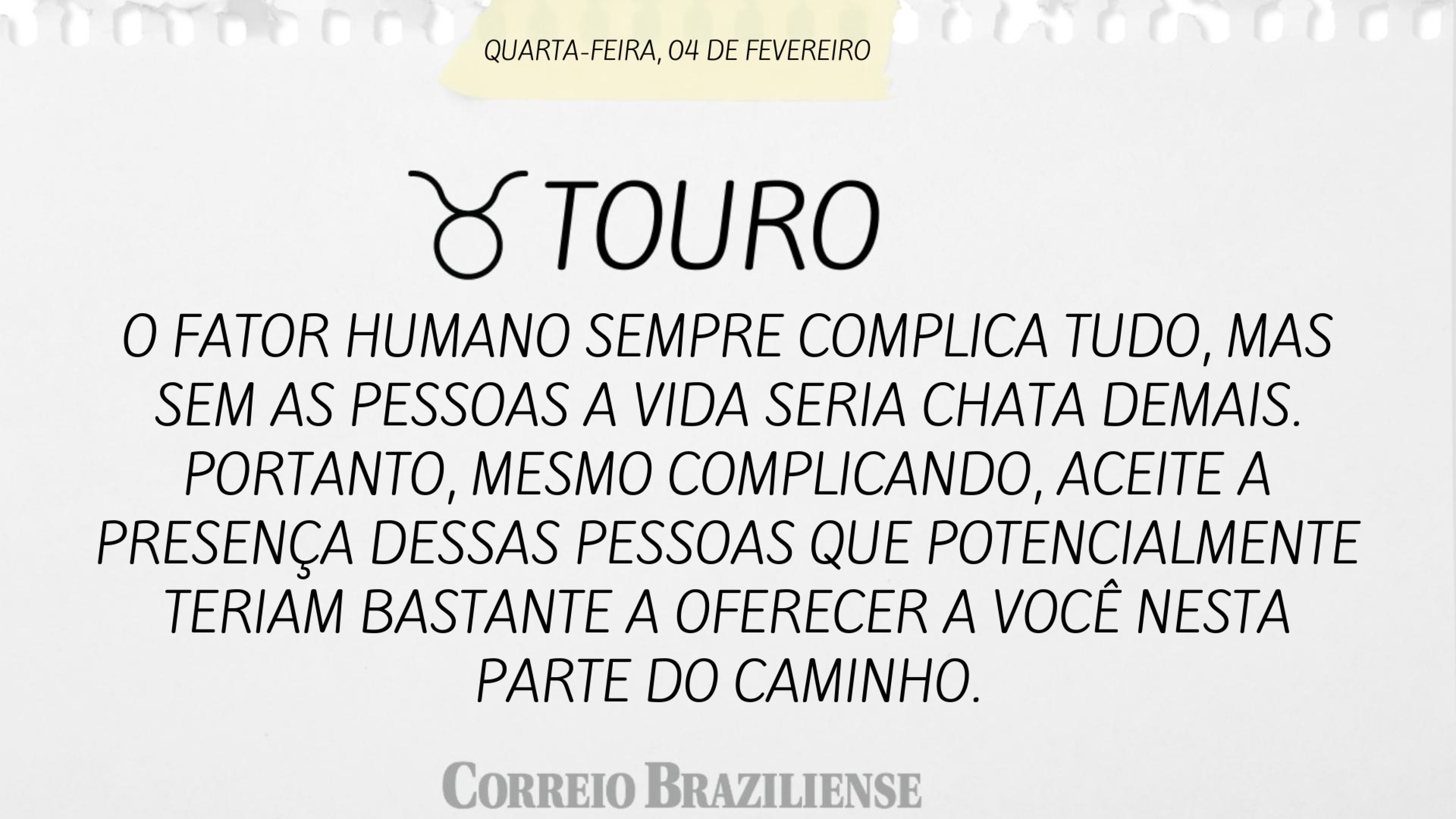 Hor&oacute;scopo desta quarta