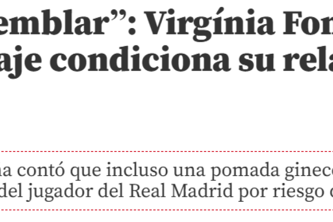 Manchete do jornal espanhol Mundo Deportivo sobre o ensaio fotográfico de Virginia Fonseca em homenagem à Luma de Oliveira e Vini Jr. 