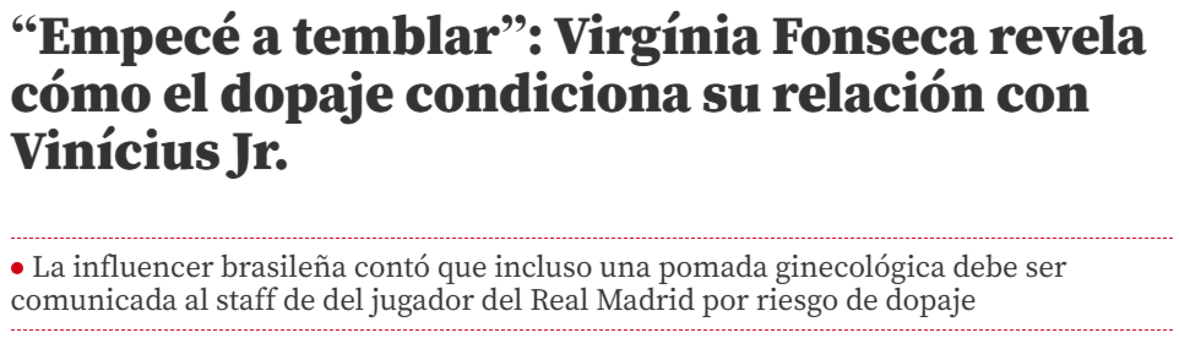 Manchete do jornal espanhol Mundo Deportivo sobre o ensaio fotogr&aacute;fico de Virginia Fonseca em homenagem &agrave; Luma de Oliveira e Vini Jr. 