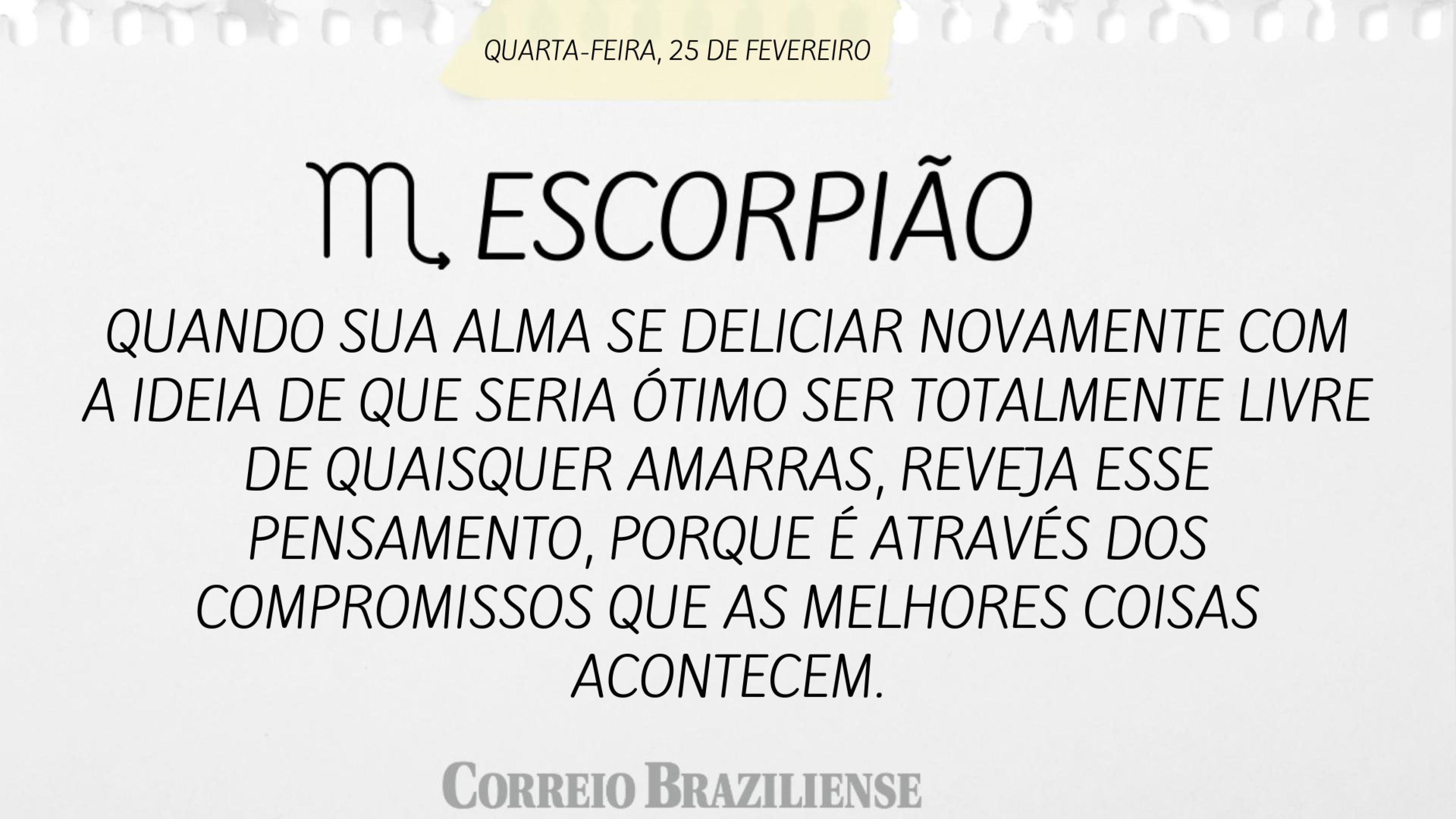Hor&oacute;scopo | 25 de fevereiro 