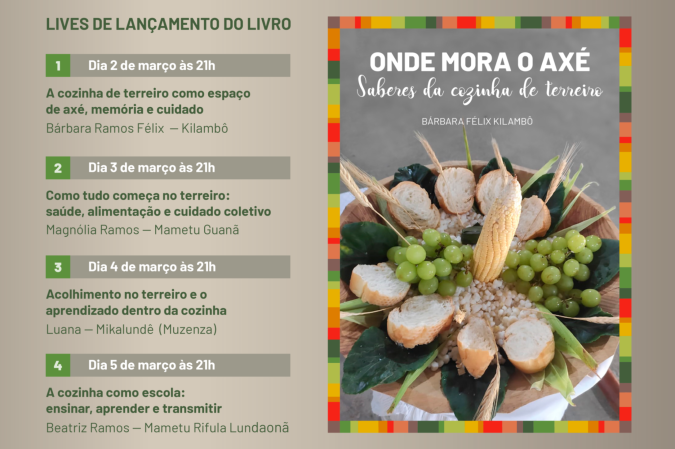 Livro sobre saberes da cozinha de terreiro inspira série de lives sobre alimentação, espiritualidade e saúde coletiva