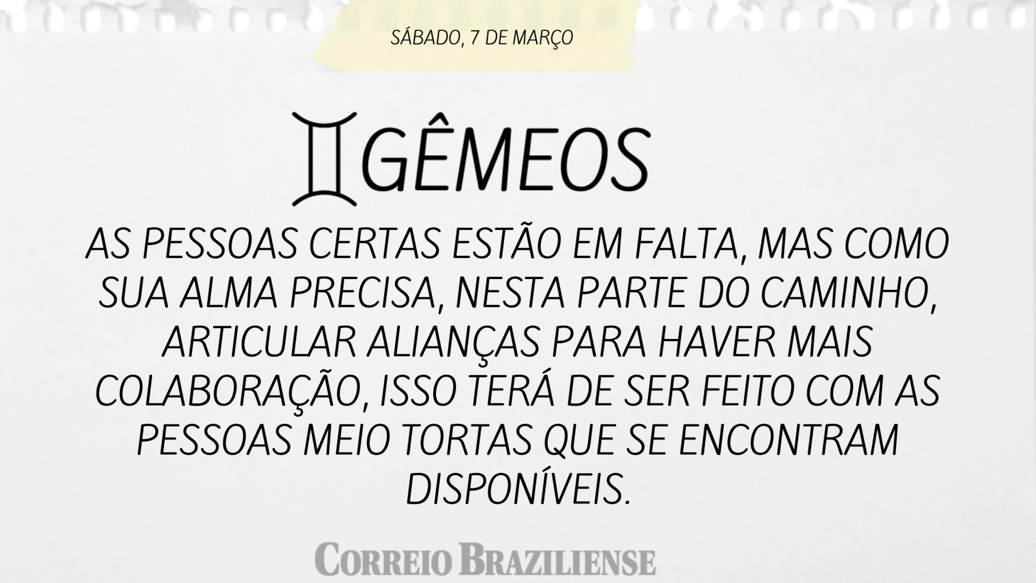 Hor&oacute;scopo | 7 de mar&ccedil;o