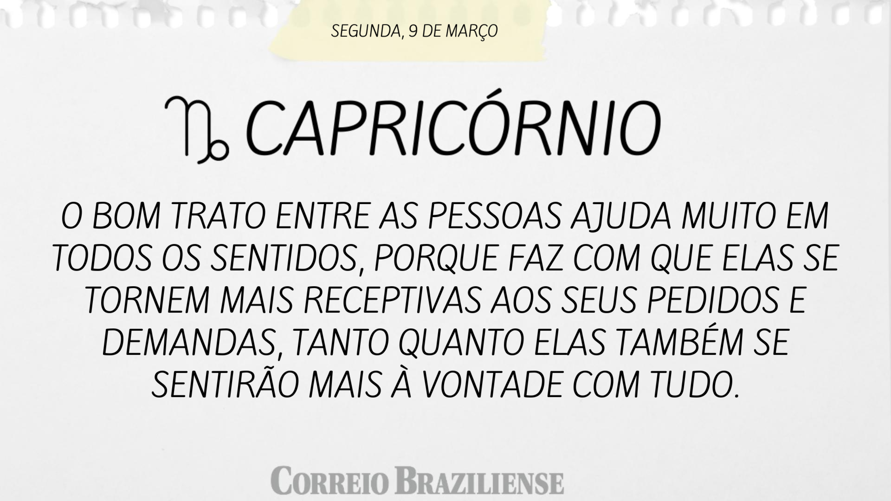 Hor&oacute;scopo | 9 de mar&ccedil;o