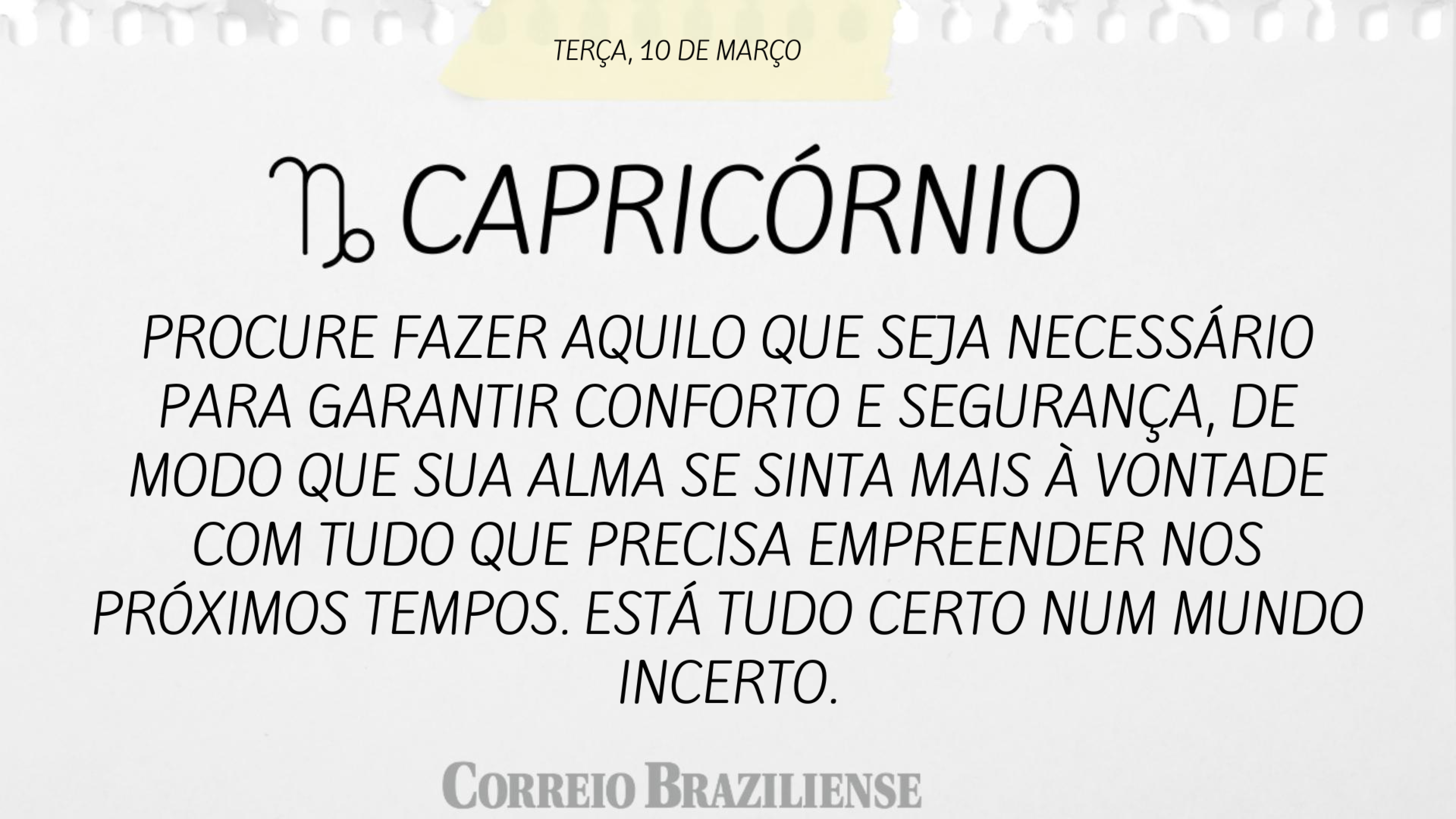 Hor&oacute;scopo | 10 de mar&ccedil;o