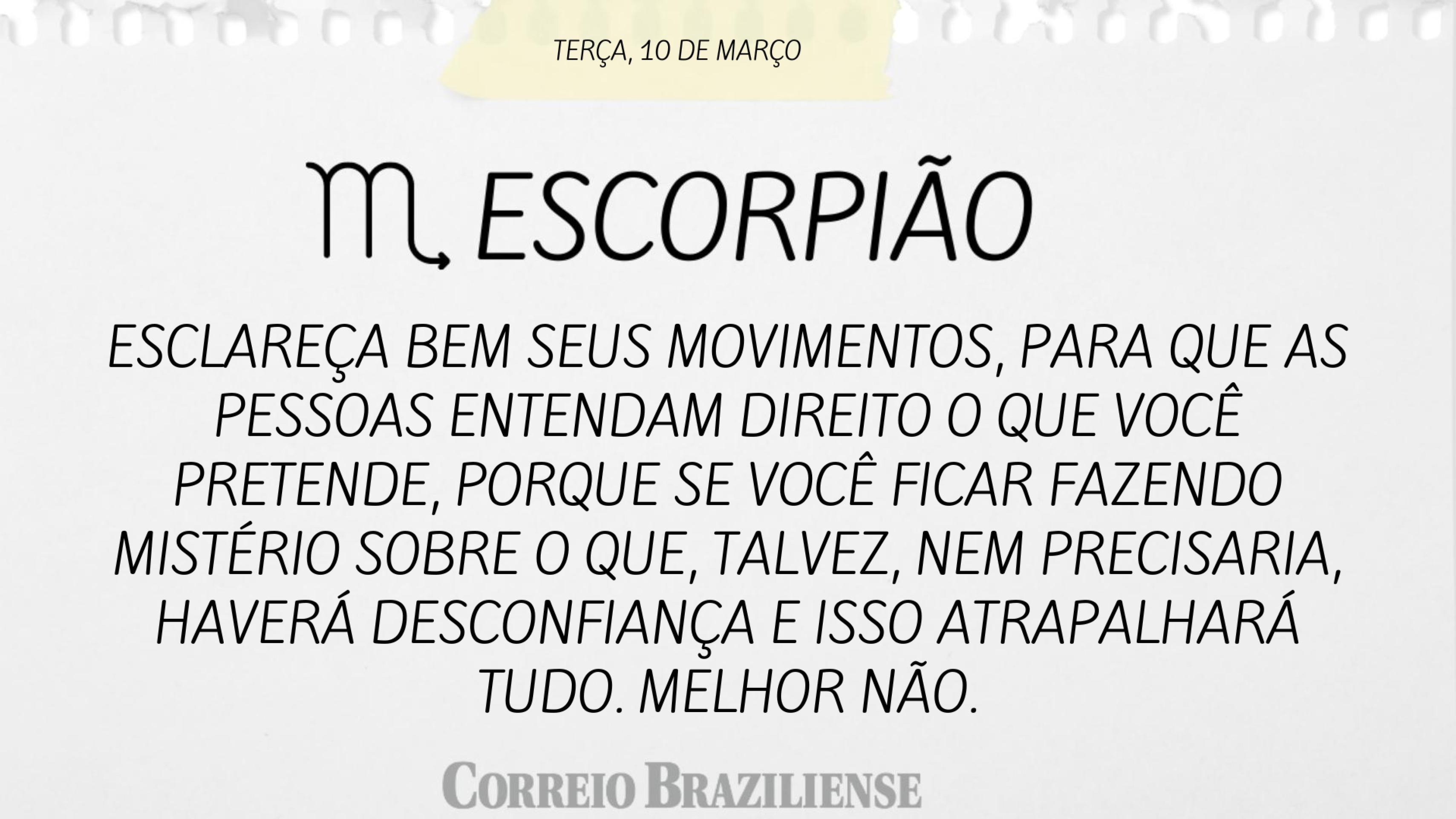Hor&oacute;scopo | 10 de mar&ccedil;o