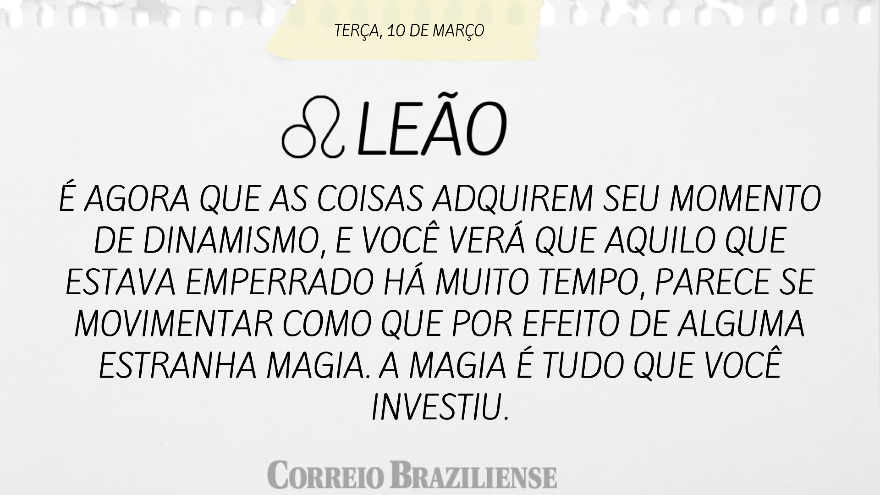 Hor&oacute;scopo | 10 de mar&ccedil;o