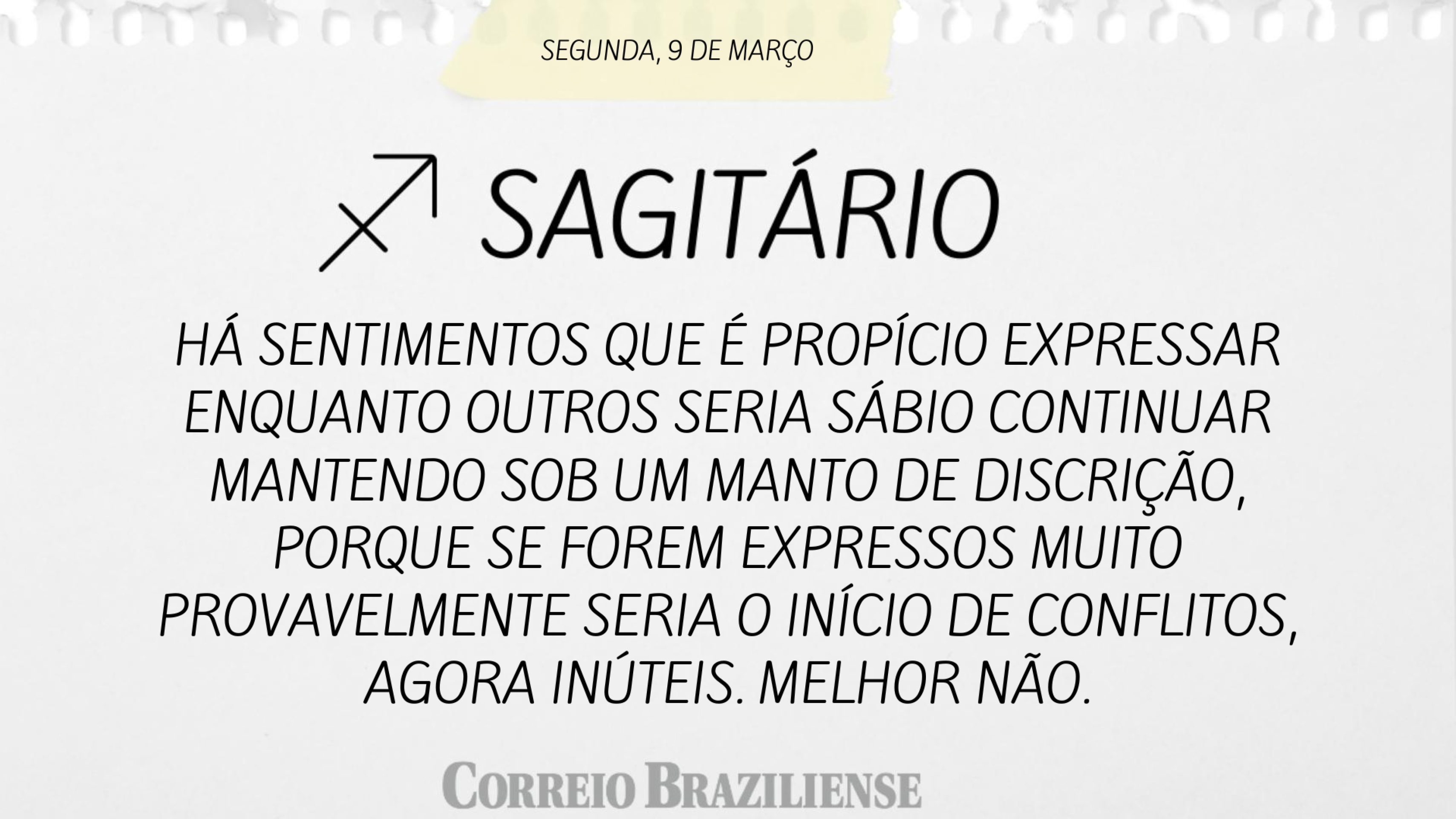 Hor&oacute;scopo | 9 de mar&ccedil;o